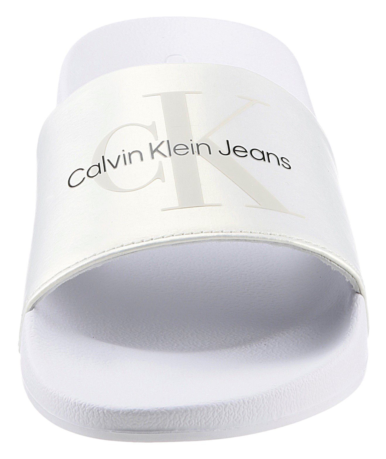 Klein creme NY Logoschriftzug PEARL Pantolette Jeans mit SLIDE Calvin