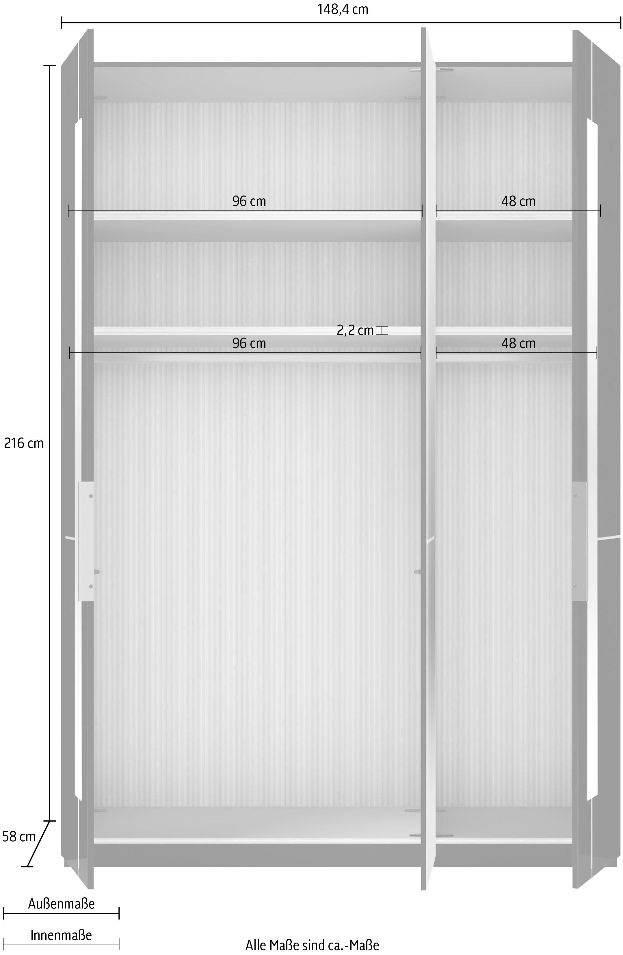 Drehtürenschrank GALLERY und Musterring Glas- branded mit Einlegeböden M und Kleiderstangen, Graphit Imola Spiegeltüren inkl. by W