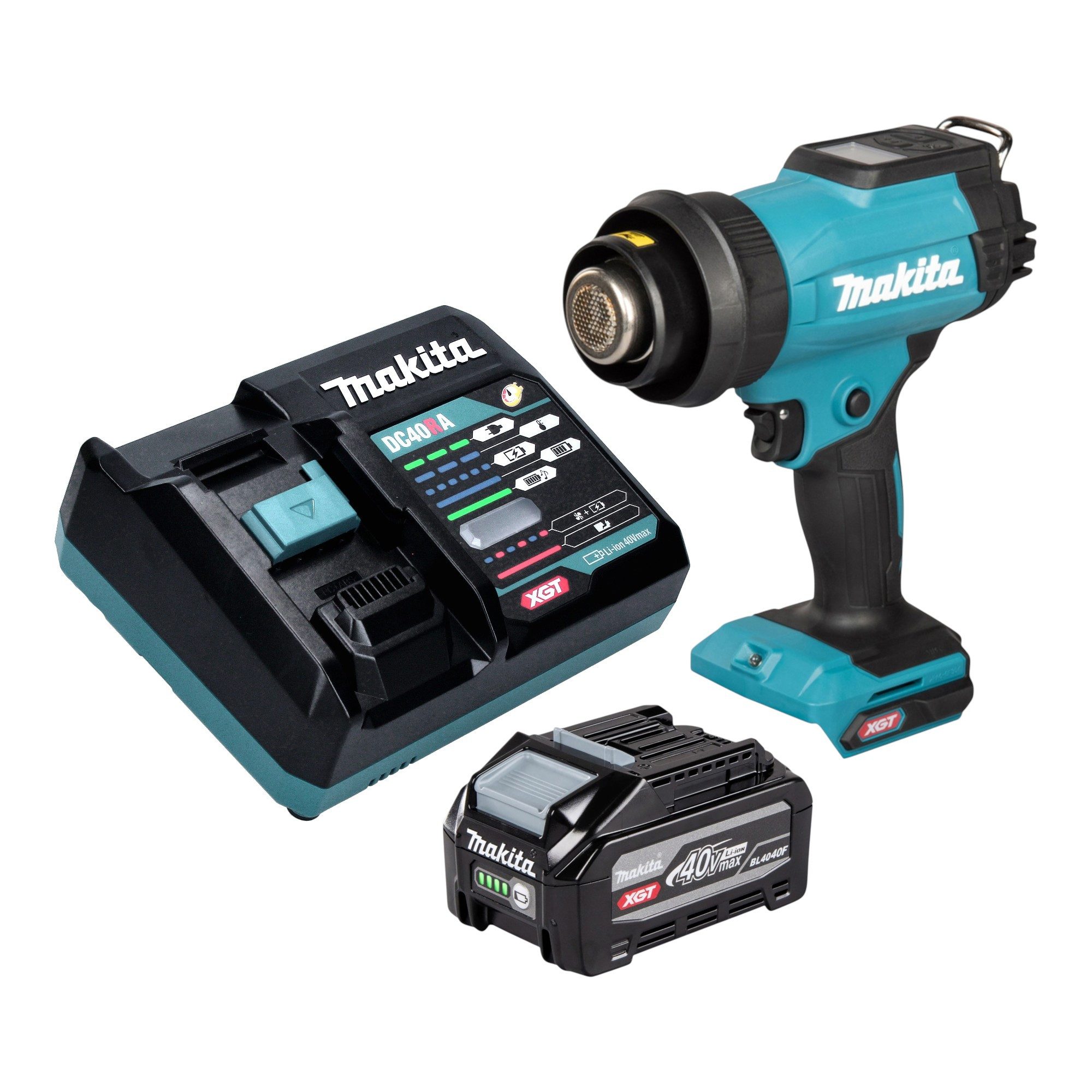 Makita Akku-Heißluftgebläse HG 001 GU101 40 V max. 600 °C + 1x Akku 4,0 Ah + Ladegerät + Koffer