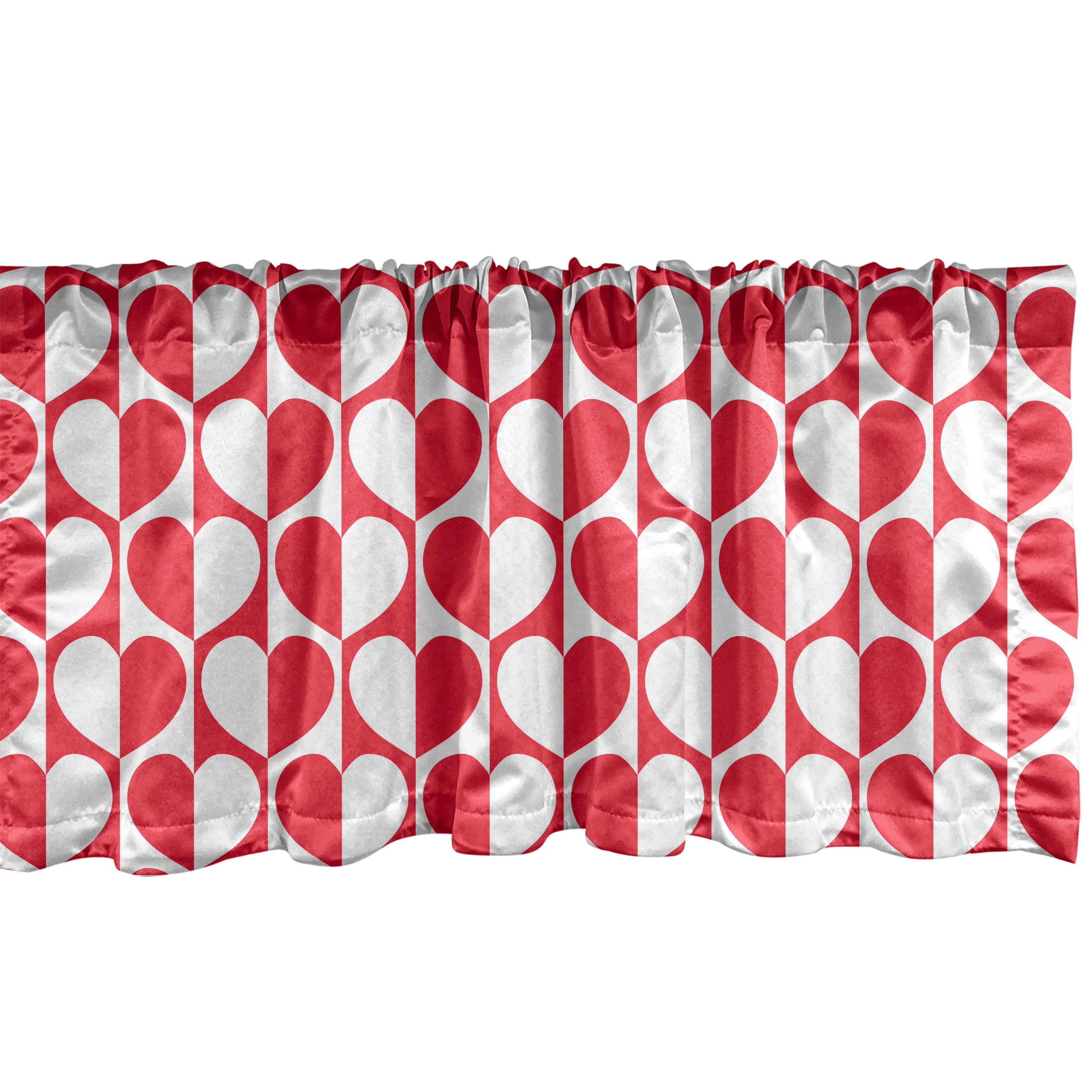 Scheibengardine Vorhang Volant für Küche Schlafzimmer Dekor mit Stangentasche, Abakuhaus, Microfaser, Vintage Valentine monochrome Herz