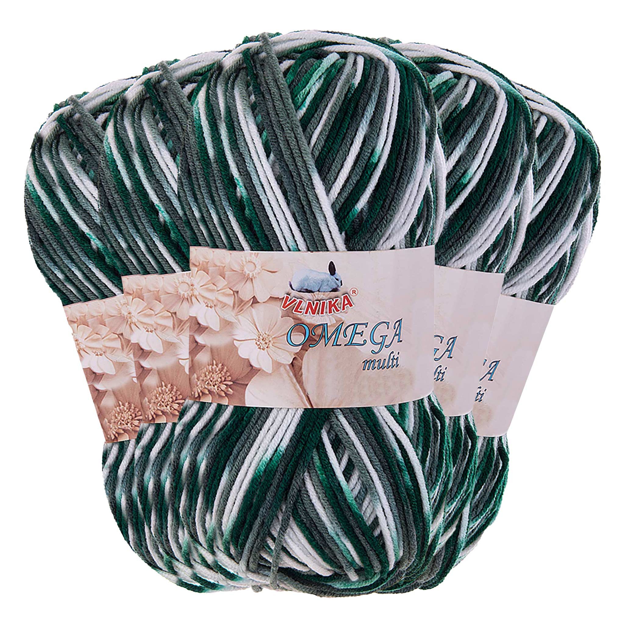 maDDma 5 x 100g Strickgarn Omega multi Häkelgarn Acrylwolle Klassikgarn Häkelwolle, 1200 m (Einzelknäuel), mehrfarbig 1