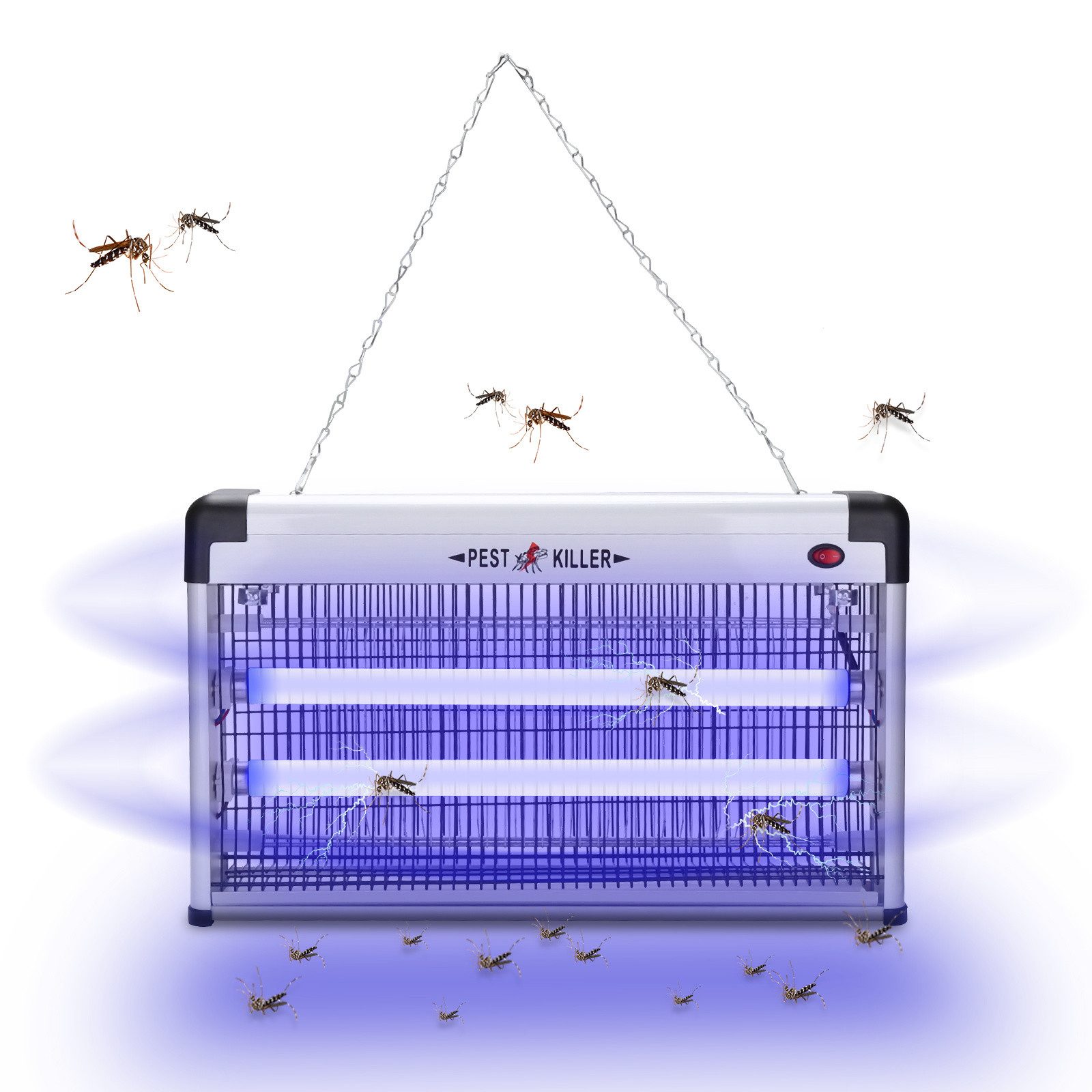 Clanmacy Ultraschall-Tierabwehr Elektrischer Insektenvernichter Mückenlampe LED mit UV-Licht, 3W/12W/30W/40W