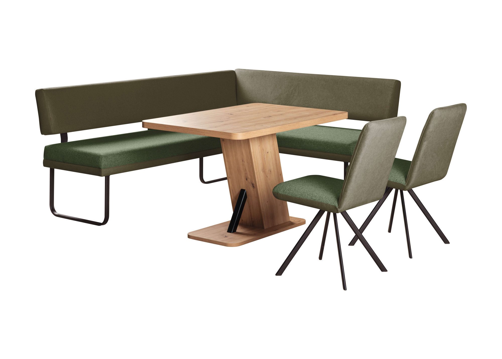 OTTO home Eckbankgruppe Gabi Essecke, Sitzgruppe, Eckbankgruppe, Küchenbankgruppe, (Set, 4-tlg., 4tlg), Gestell aus matt-schwarzem Flachmetall, stabil, 2-Stoff-Design