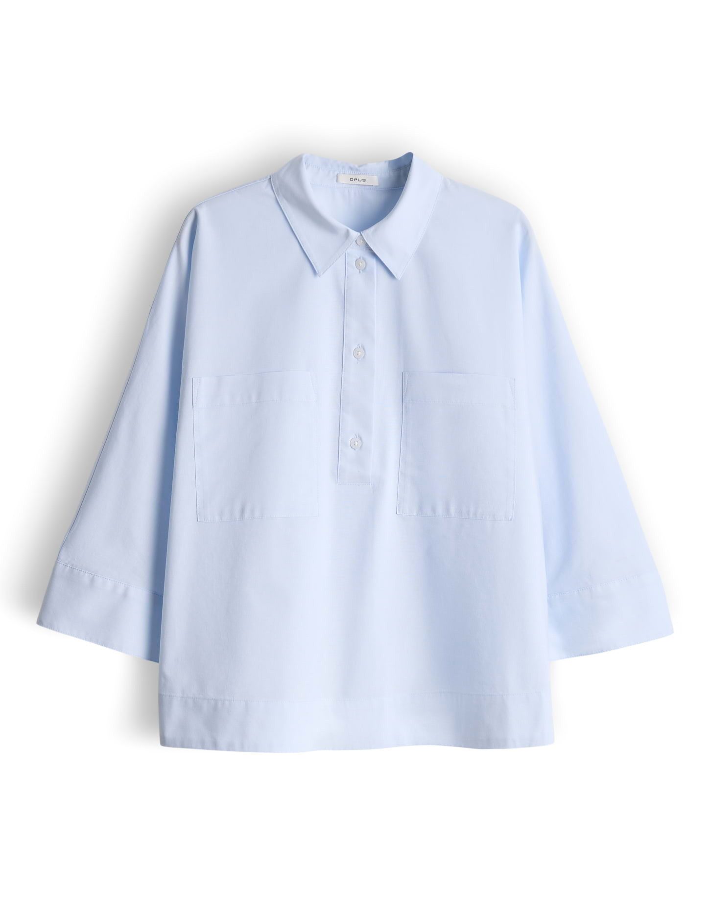 OPUS Hemdbluse Boxy Hemdbluse aus Baumwoll Popeline Weite Passform, aufgesetzte Brusttaschen, abgerundeter Saum