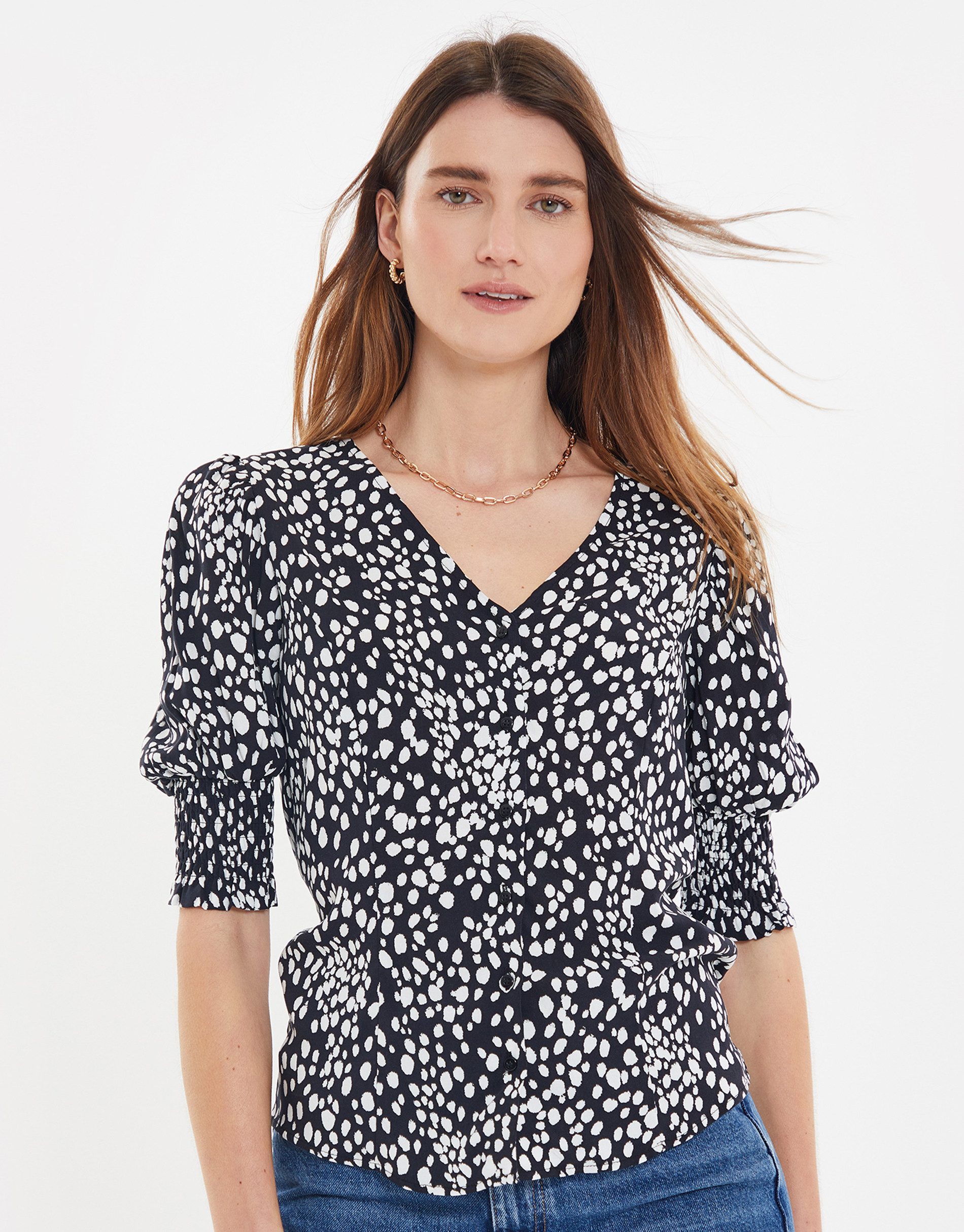 Threadbare Blusentop THB Sand Short Sleeve mit schönem Print