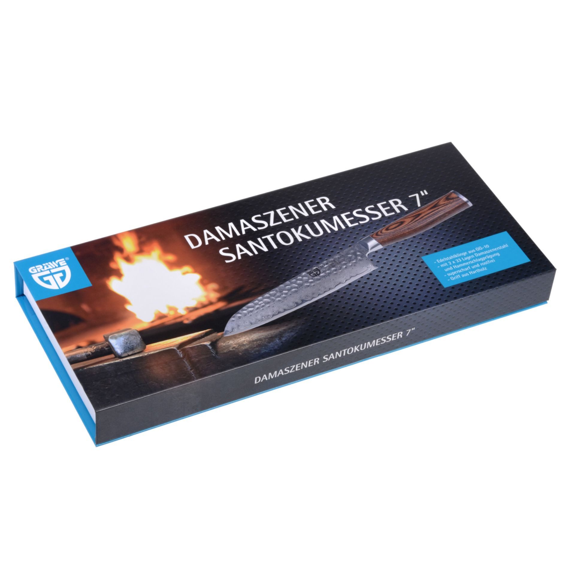 GRÄWE Damastmesser 66-lagig, Pakkawood, 17,5 cm, Santokumesser, tolle Geschenkidee für den Profikock zuhause