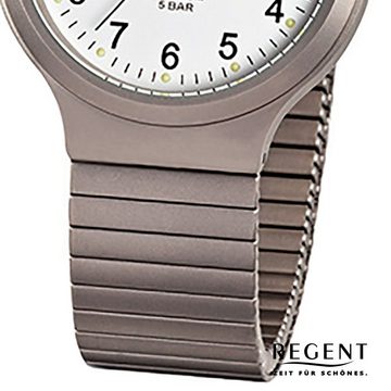 Regent Quarzuhr Regent Damen Herren-Armbanduhr silber grau, (Analoguhr), Damen, Herren Armbanduhr rund, mittel (ca. 36mm), Titanarmband