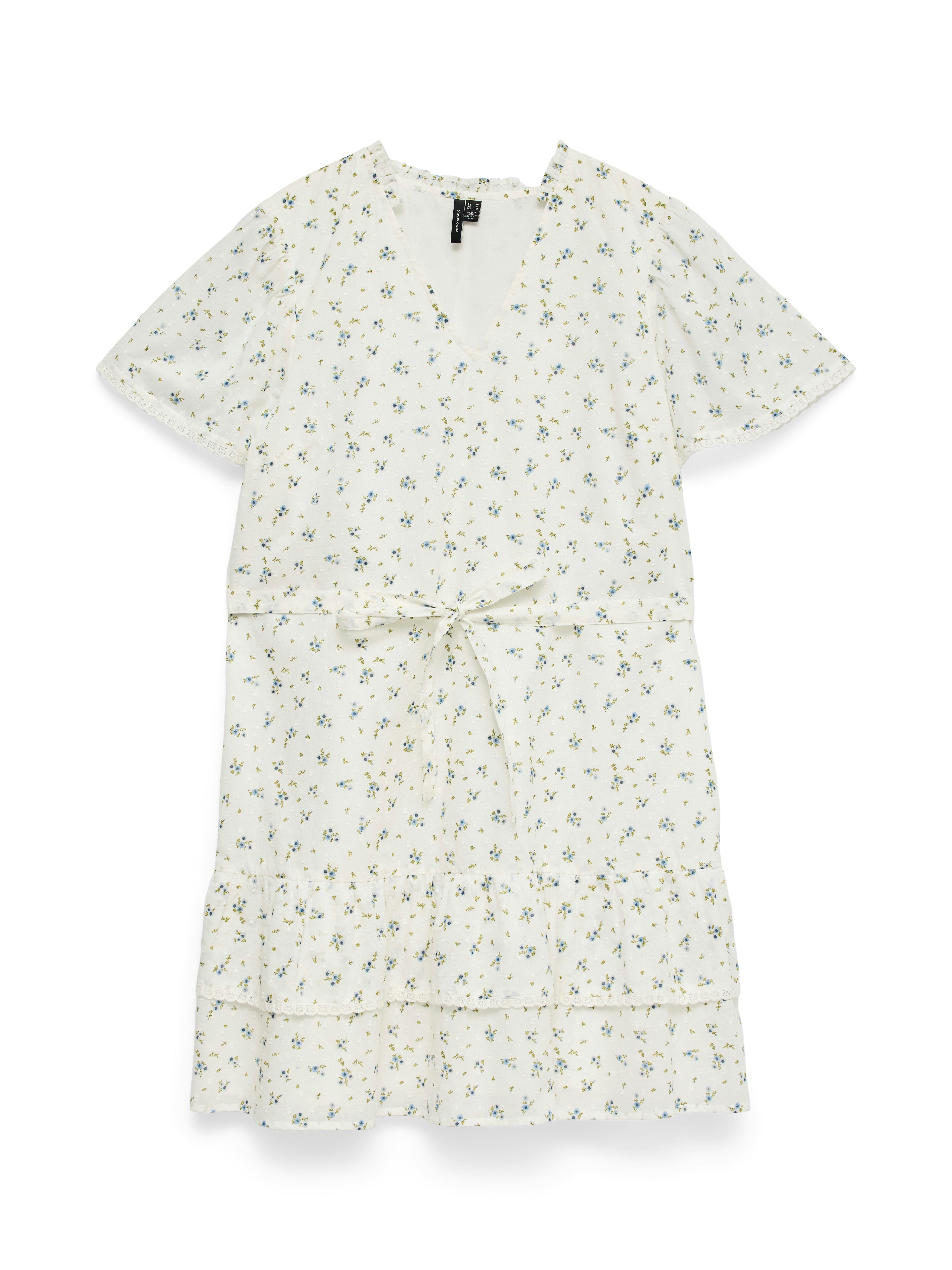 Vero Moda Minikleid VMTRINE SS SHORT LACE DRESS WVN NOOS Baumwolle