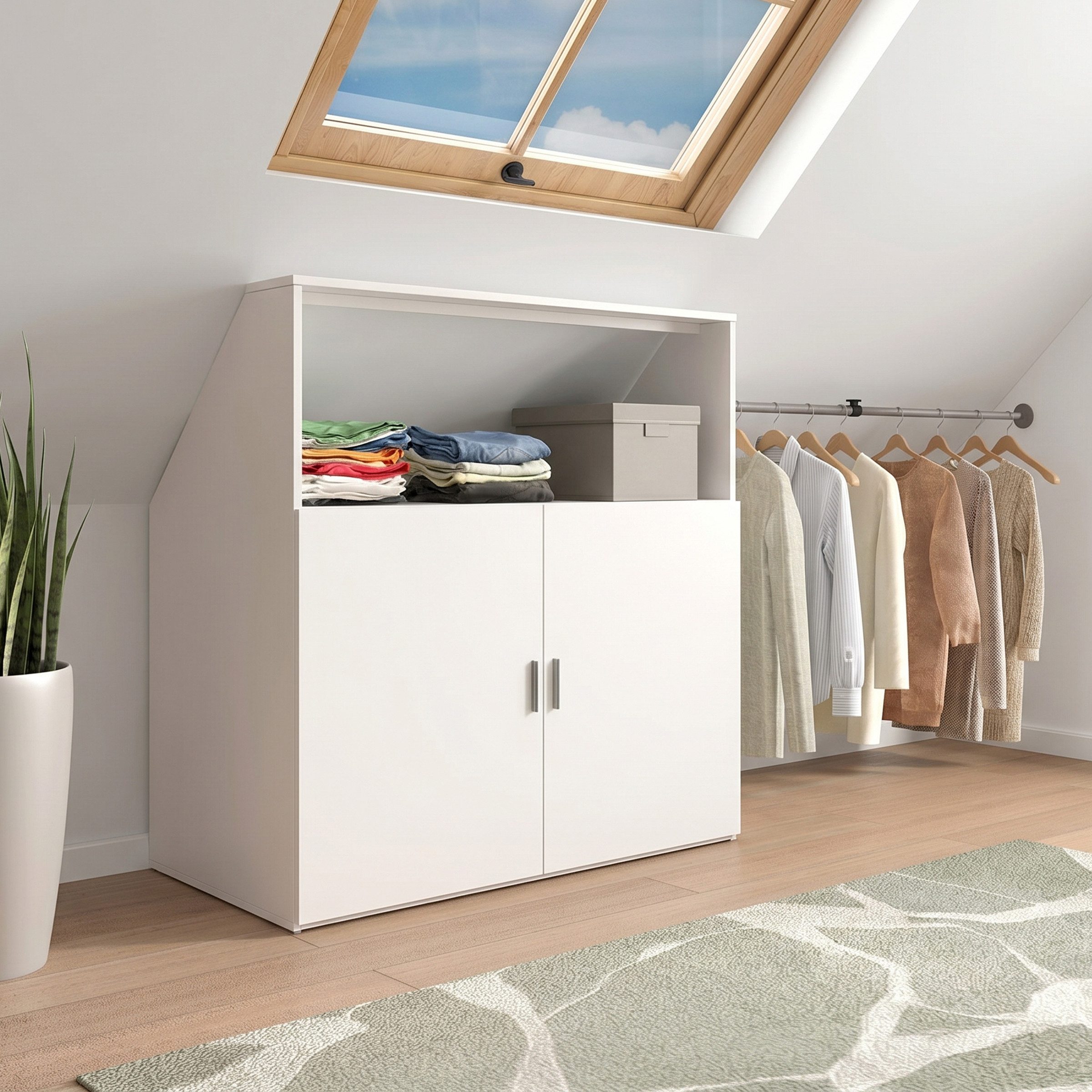 VCM Kleiderschrank Dacho M Garderobe B. 90 x T. 52 x H. 100 cm Für Dachschräge mit Kleiderstange, viel Stauraum – Bild 3 von 5