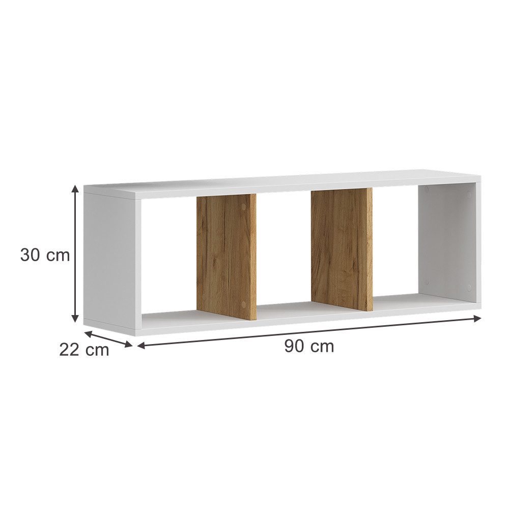 Vicco Bücherregal Tomy, Weiß/Goldkraft Eiche, 90 x 30 cm 2er Set günstig online kaufen