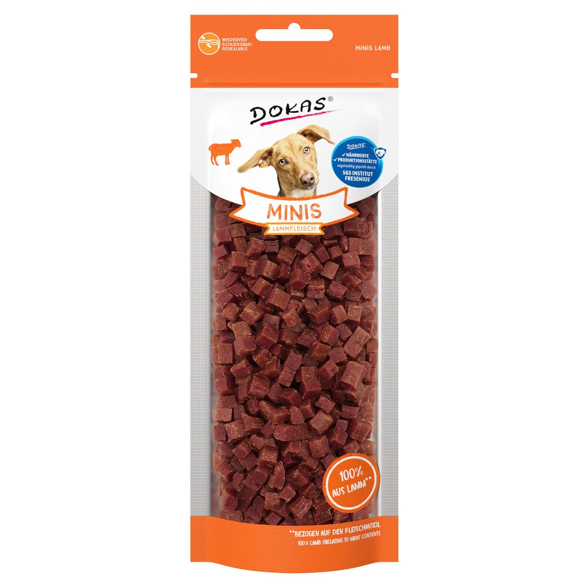 Dokas Lammfleisch Minis 70 g, Snack für: Hund