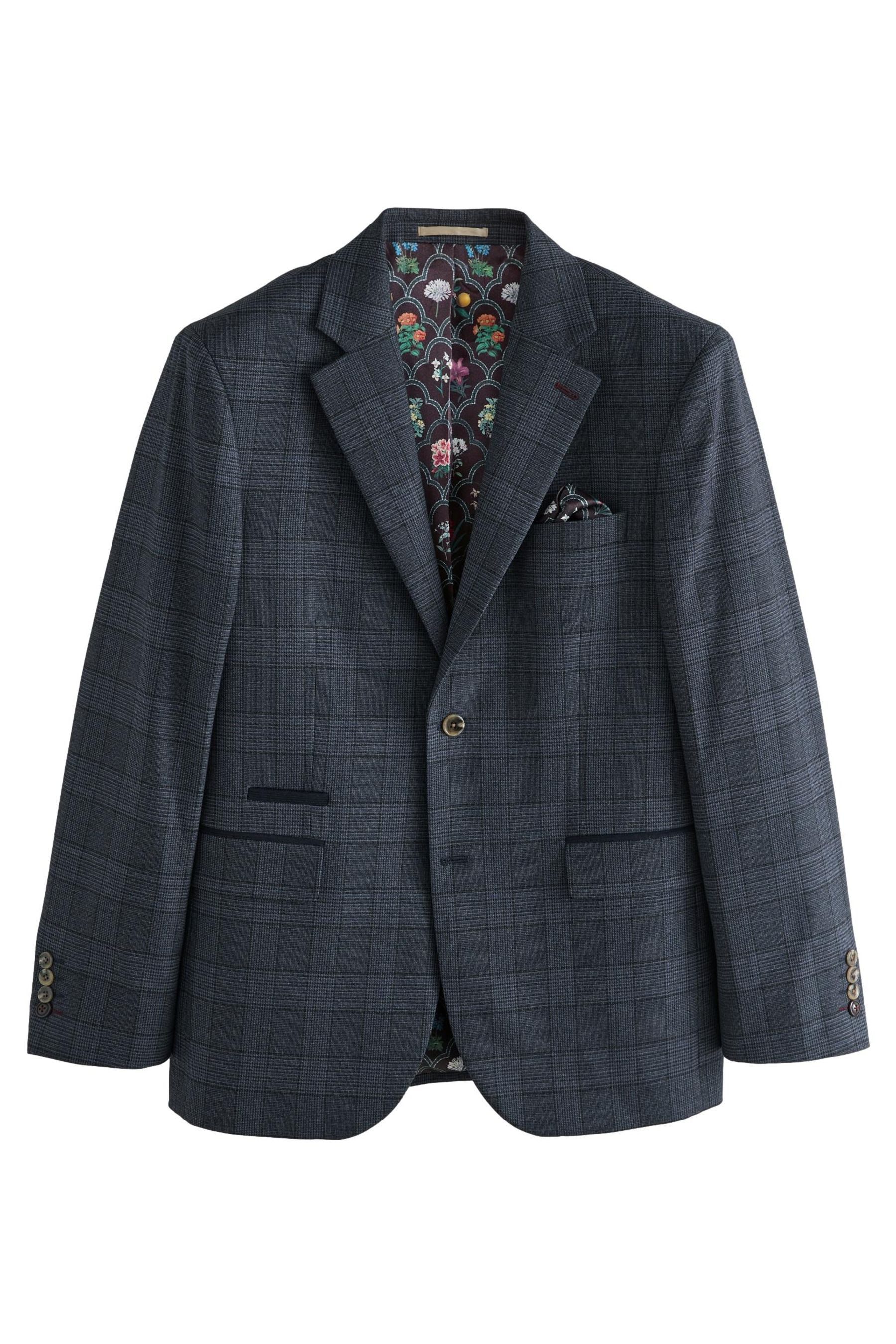 Sakko Tailored Fit Anzugsakko mit Karomuster und Besatz