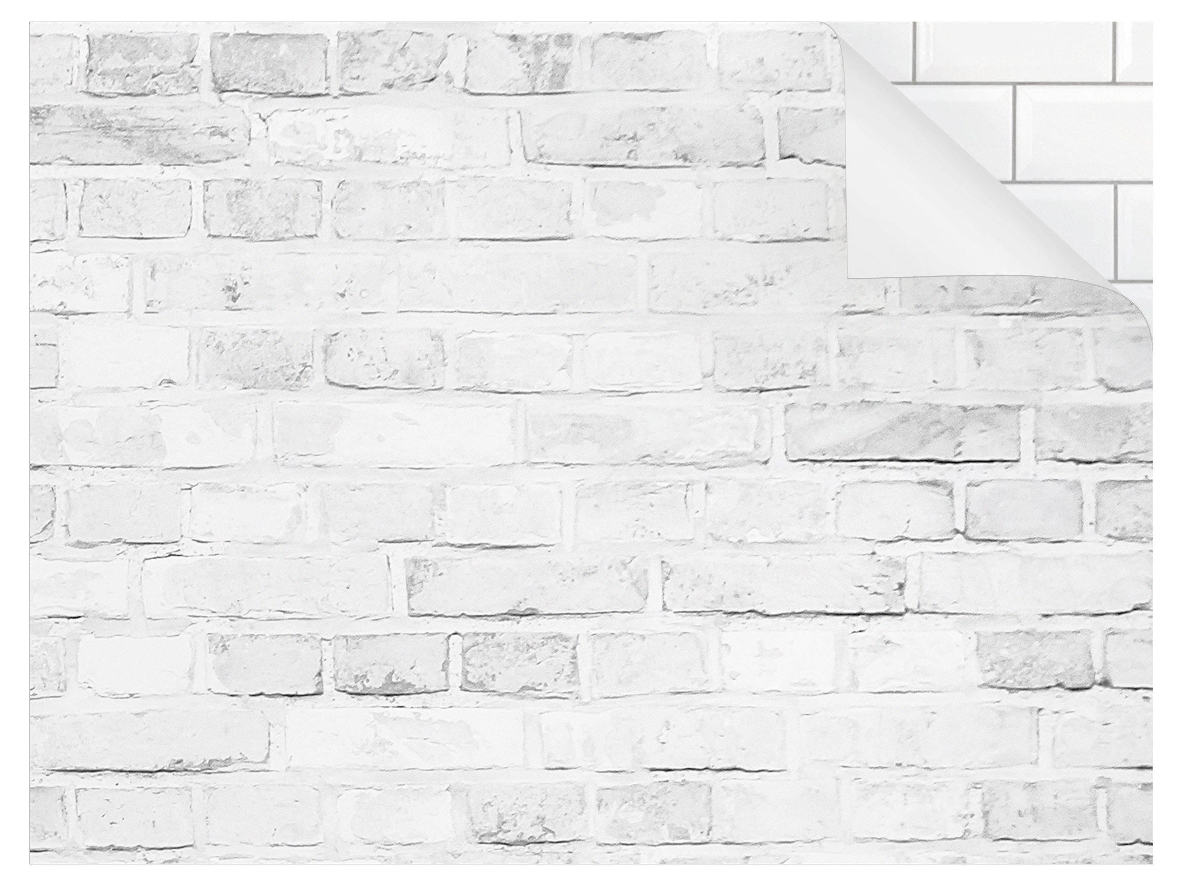 Bilderdepot24 Badrückwand weiss fugenlose Wandverkleidung Bad Shabby, (Hartfolie matt » Selbstklebend SMART 0,35 mm), wasserfestes Wandpaneel Weiße Backstein Mauer