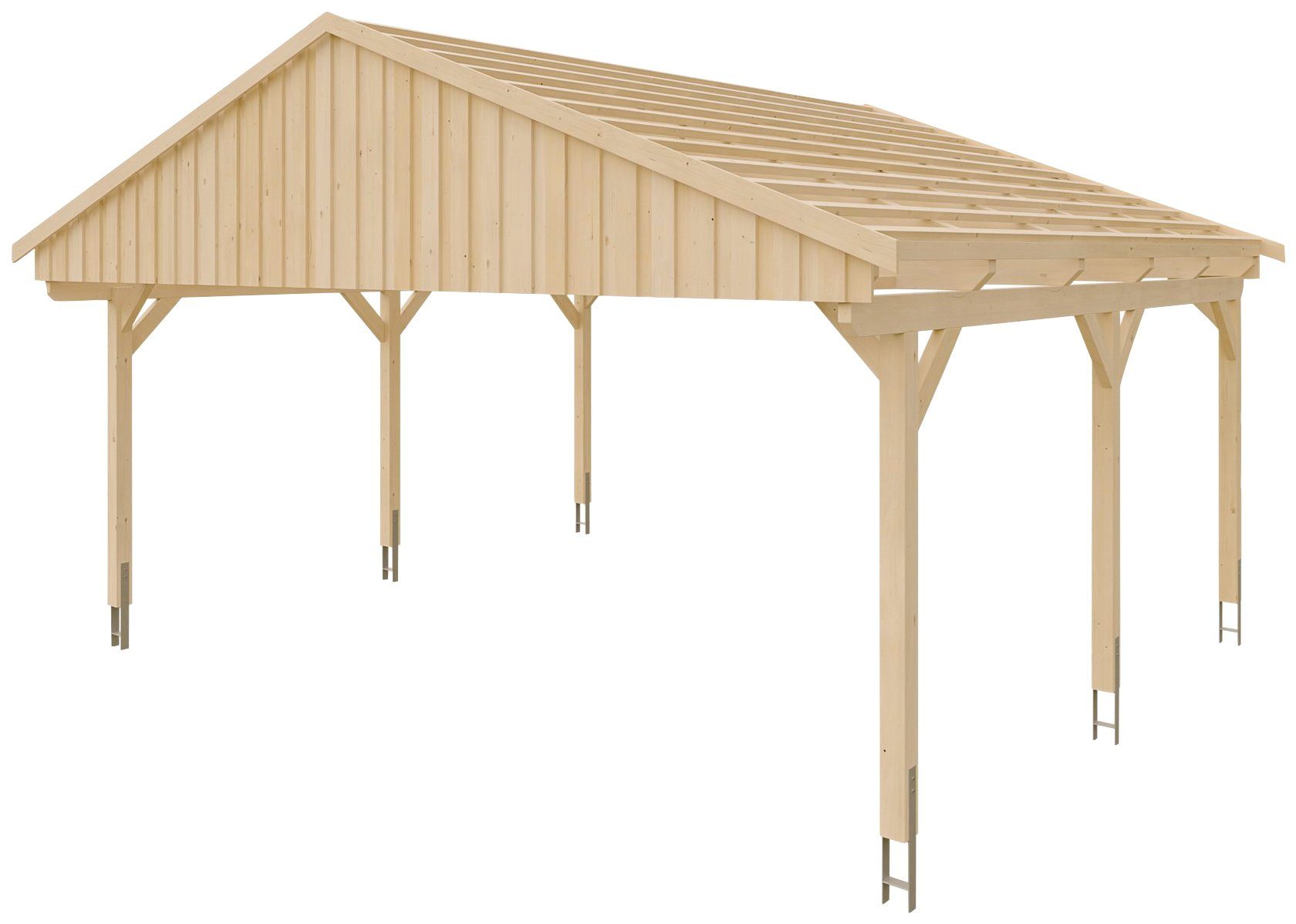 Skanholz Doppelcarport Fichtelberg, BxT: 618x566 cm mit 574 cm, Einfahrtshöhe, Dachlattung