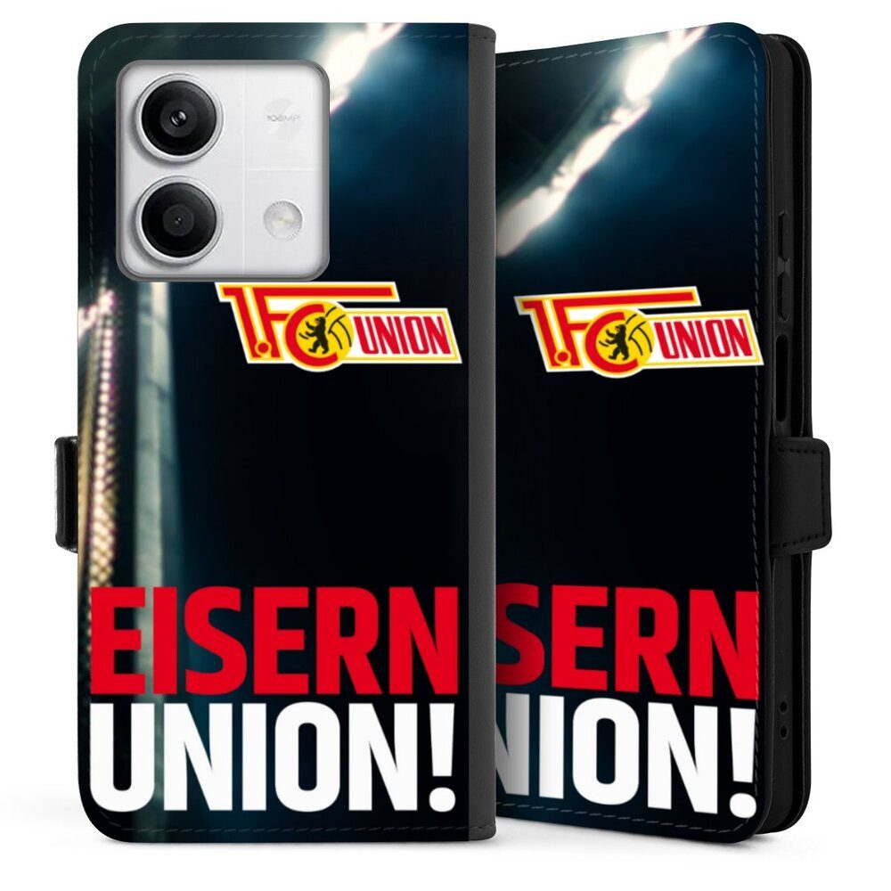 DeinDesign Handyhülle Fanartikel 1. FC Union Berlin Fußball Eisern Union Typo, Xiaomi Redmi Note 13 5G Hülle Handy Flip Case Wallet Cover