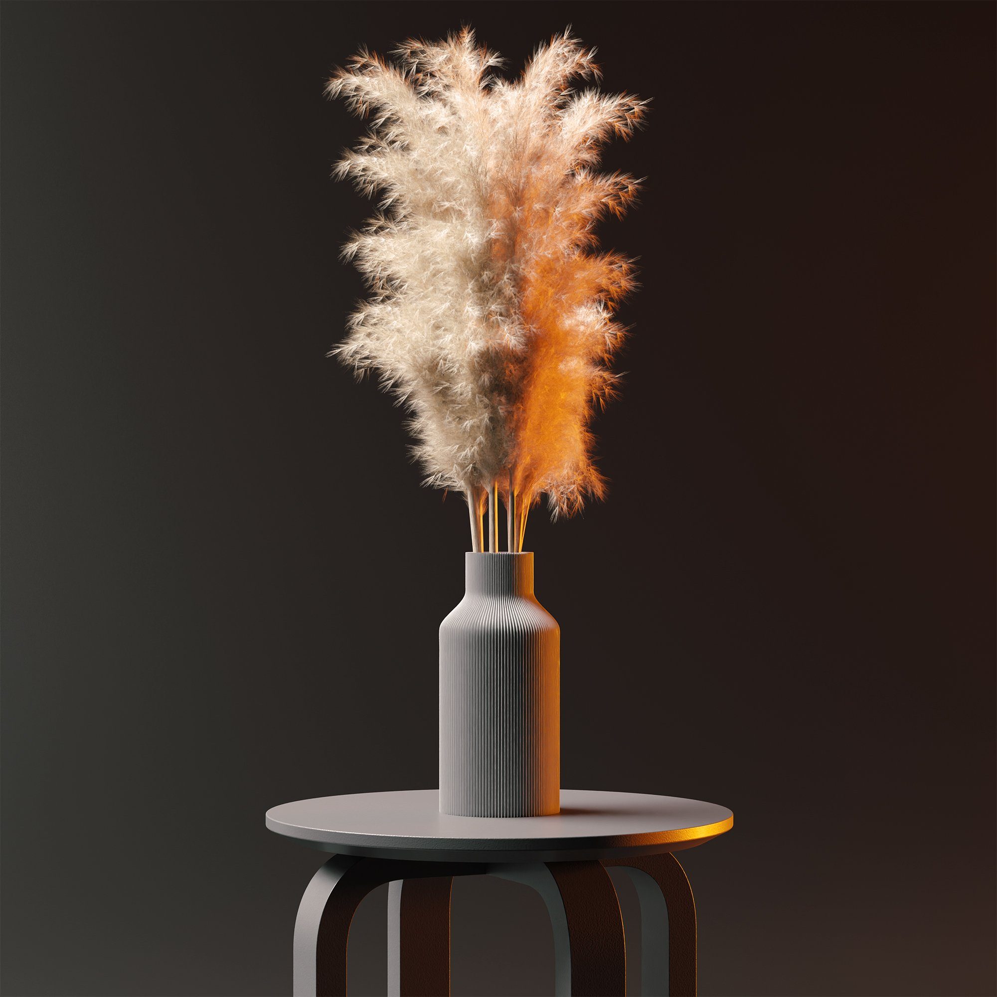 Dennismaass. Dekovase Rillen-Optik, Art, hellgrau dekorative Vase dem wundervolle aller für aus Druck, Blumen Drucker 3D FLASCHE, 3D