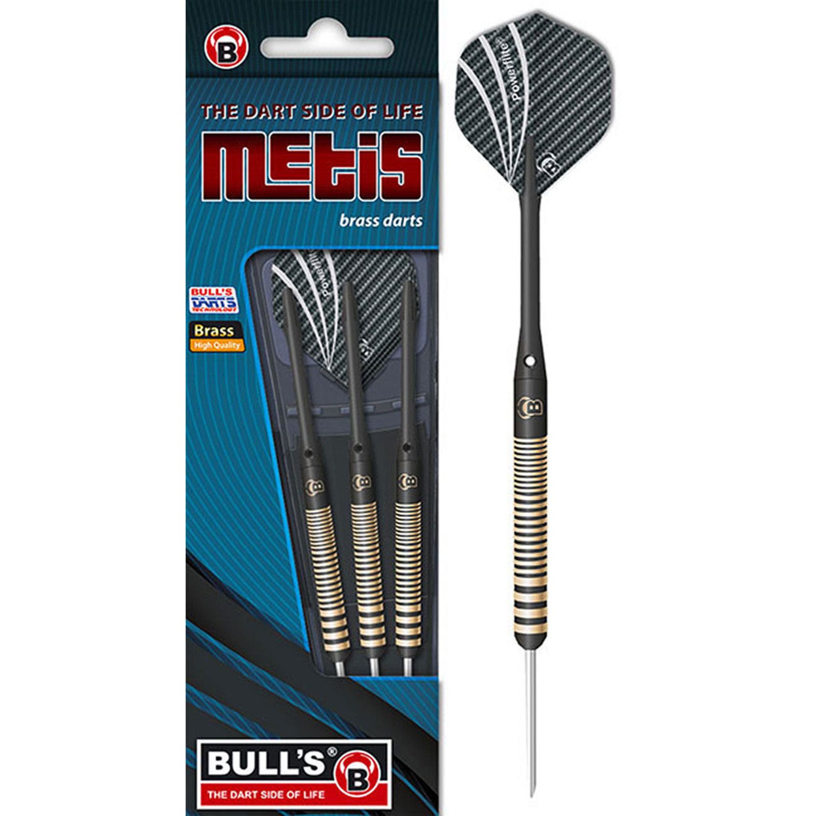 BULL'S Dartpfeil Steeldarts. Bull´s, Metis, Messing, 21g, Schwarz