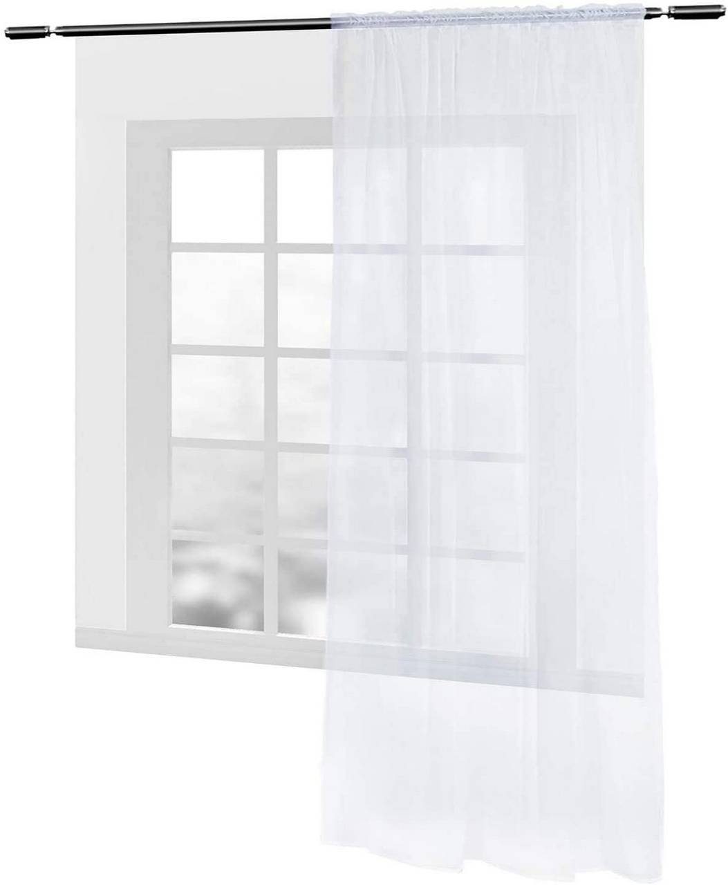Gardine, Woltu, (1 St), halbtransparent, Vorhang mit Kräuselband Stores Voile weiß