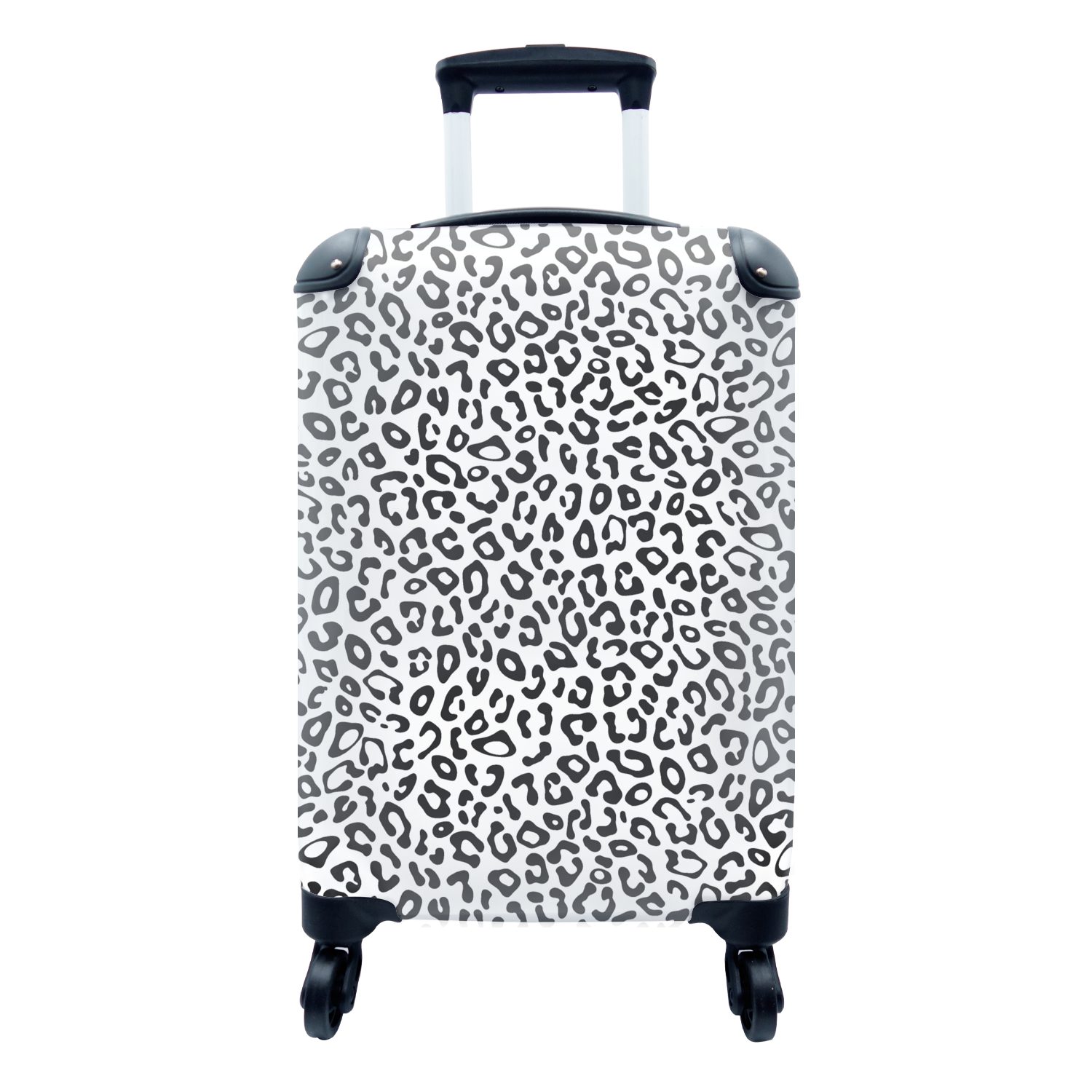 Reisetasche mit - Weiß Handgepäckkoffer Handgepäck - MuchoWow für Schwarz 4 Pantherdruck - rollen, Reisekoffer Ferien, Trolley, Design Muster, Rollen, -