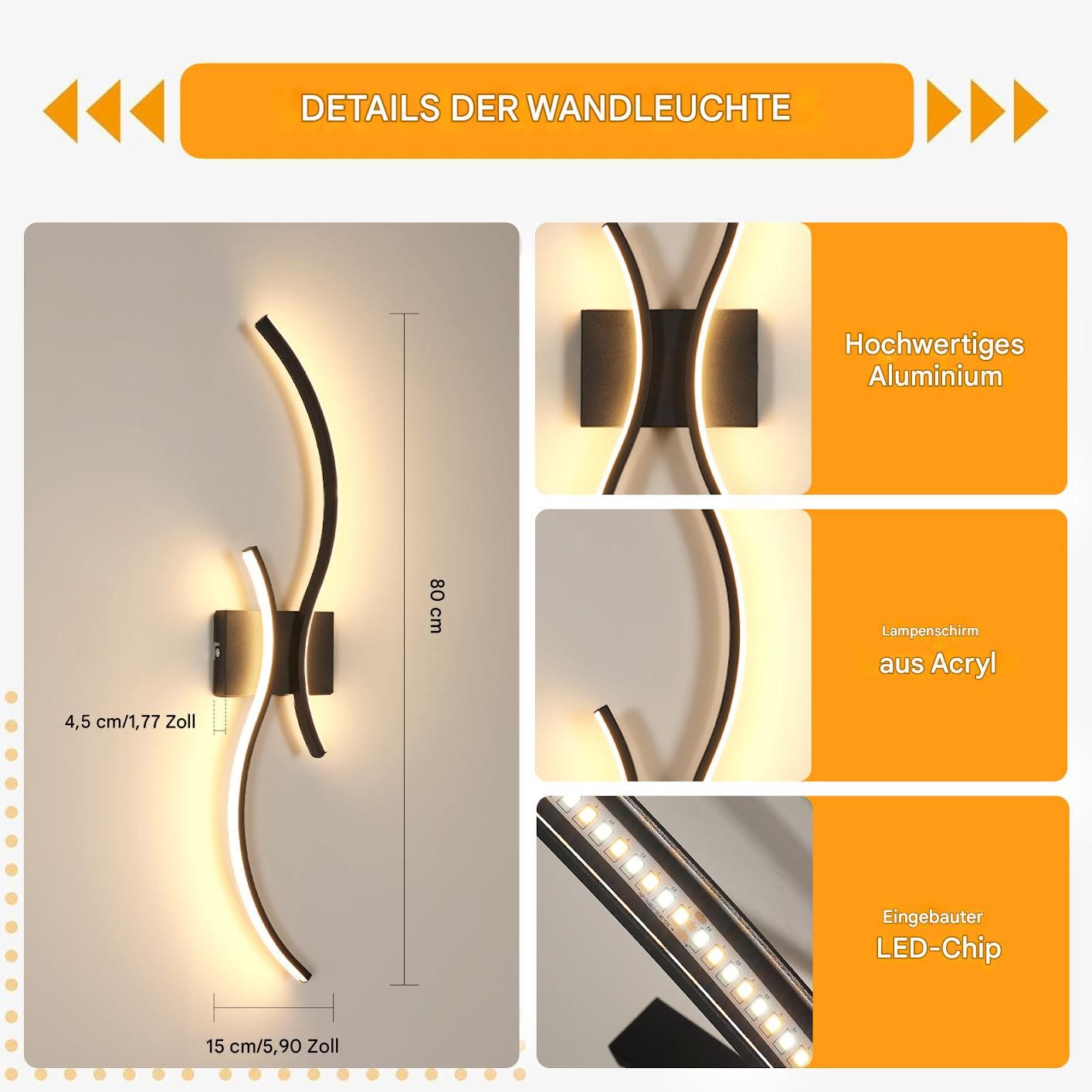 Goeco Wandleuchte LED Wandlampe, minimalistische Treppenwandleuchte​, günstig online kaufen