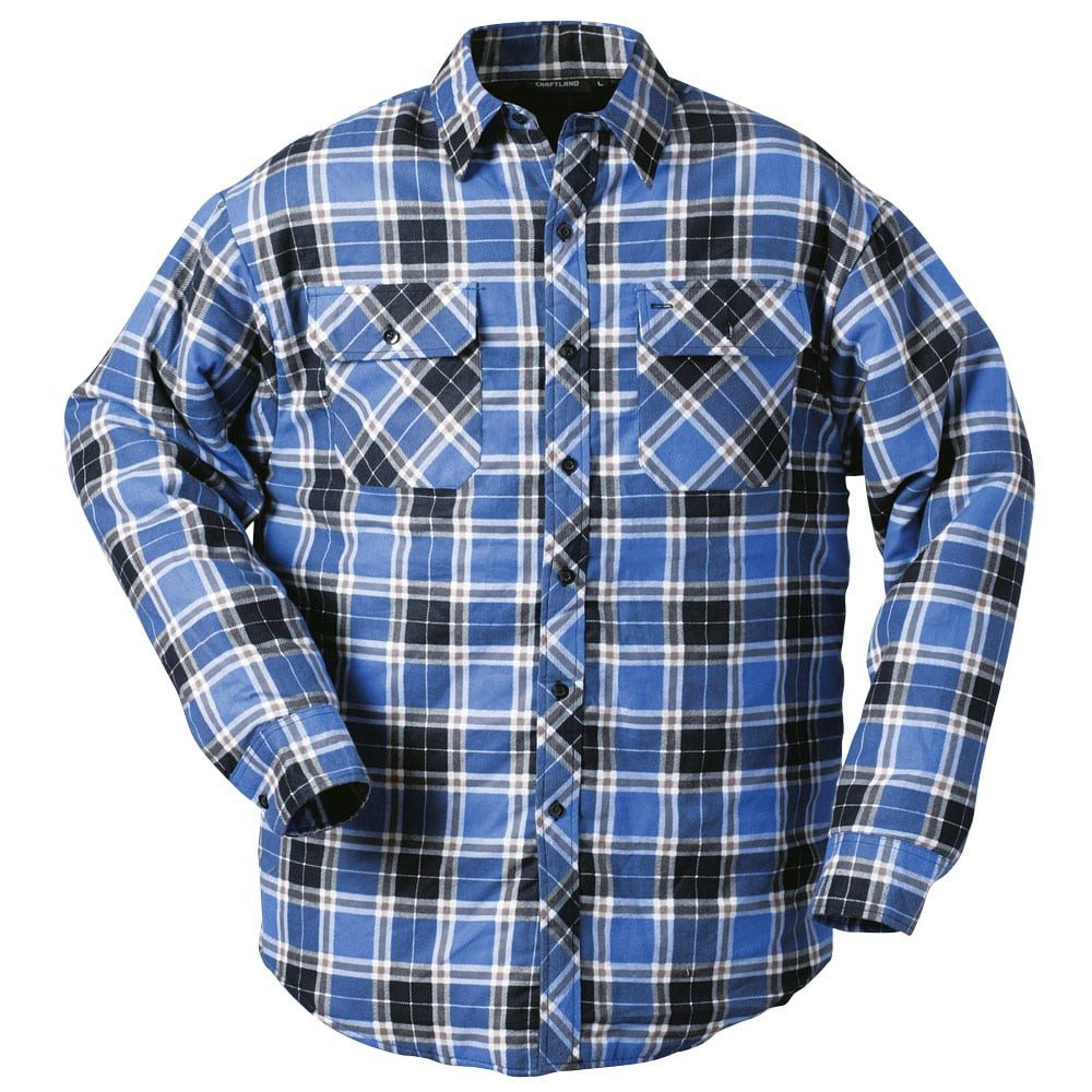 Craftland Thermohemd Flanellhemd Holzfällerhemd Arbeitshemd blau kariert modisches, warmhaltendes Arbeitshemd