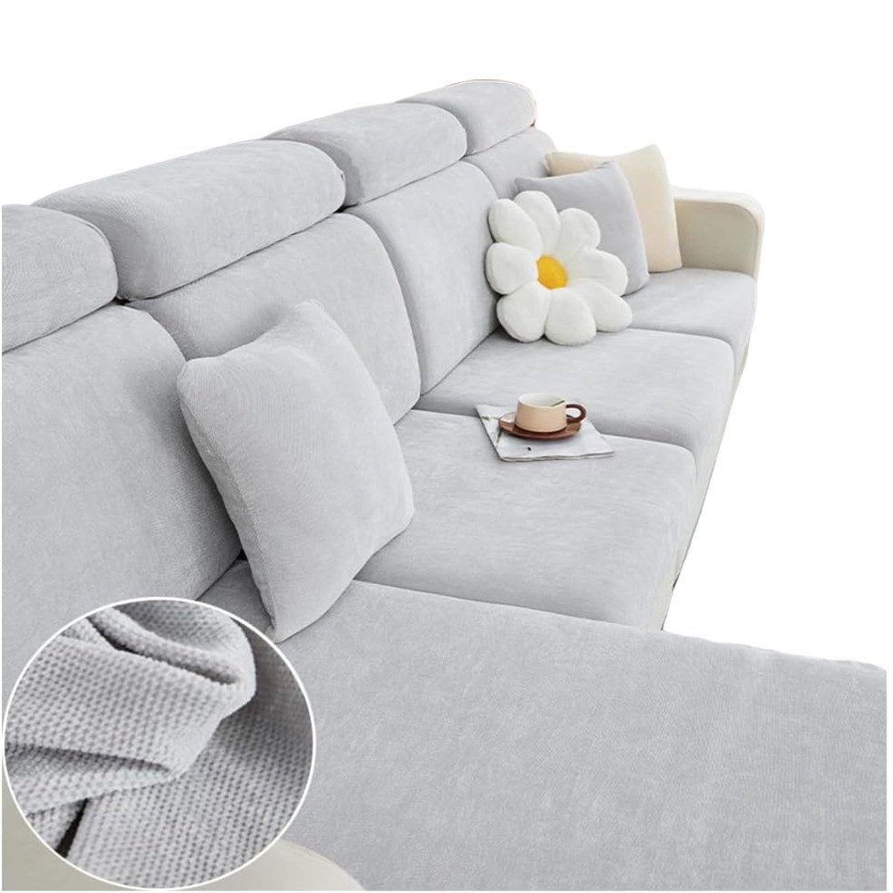 Minicloss Sofahusse Sofabezug Ecksofa L Form Stretch Chenille Sofa, Überzug Universal Couchbezug