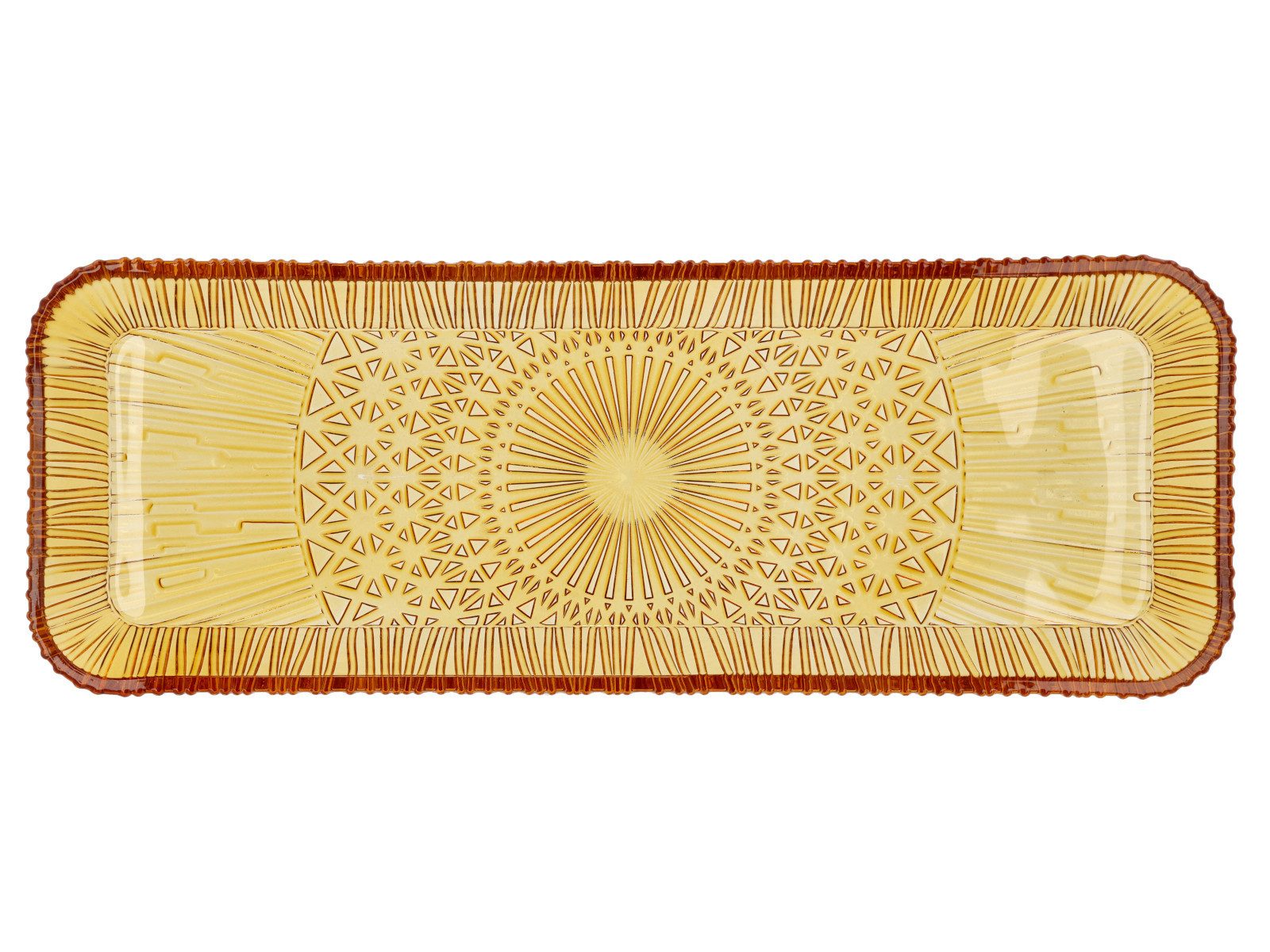 Bitz Servierplatte Kusintha Servierplatte rechteckig amber 38 x 14cm, Glas, (Platten), Servierplatte rechteckig Kusintha 38 x 14 cm Amber