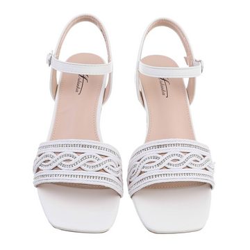 Ital-Design Damen Abendschuhe Elegant Sandalette Blockabsatz Sandalen & Sandaletten in Weiß