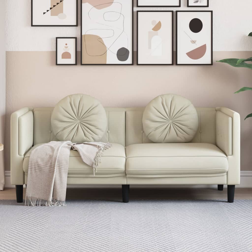 vidaXL Sofa Sofa mit Kissen 2-Sitzer Creme Samt