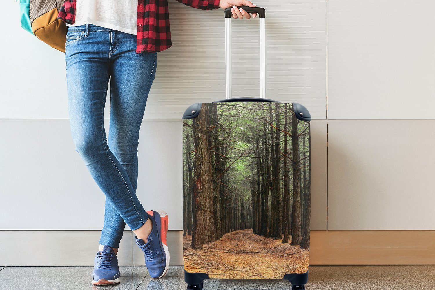 MuchoWow mit Rollen, Handgepäckkoffer Reisetasche Reisekoffer - Handgepäck Trolley, Dekoration für rollen, - 4 Ferien, Wald, Herbst