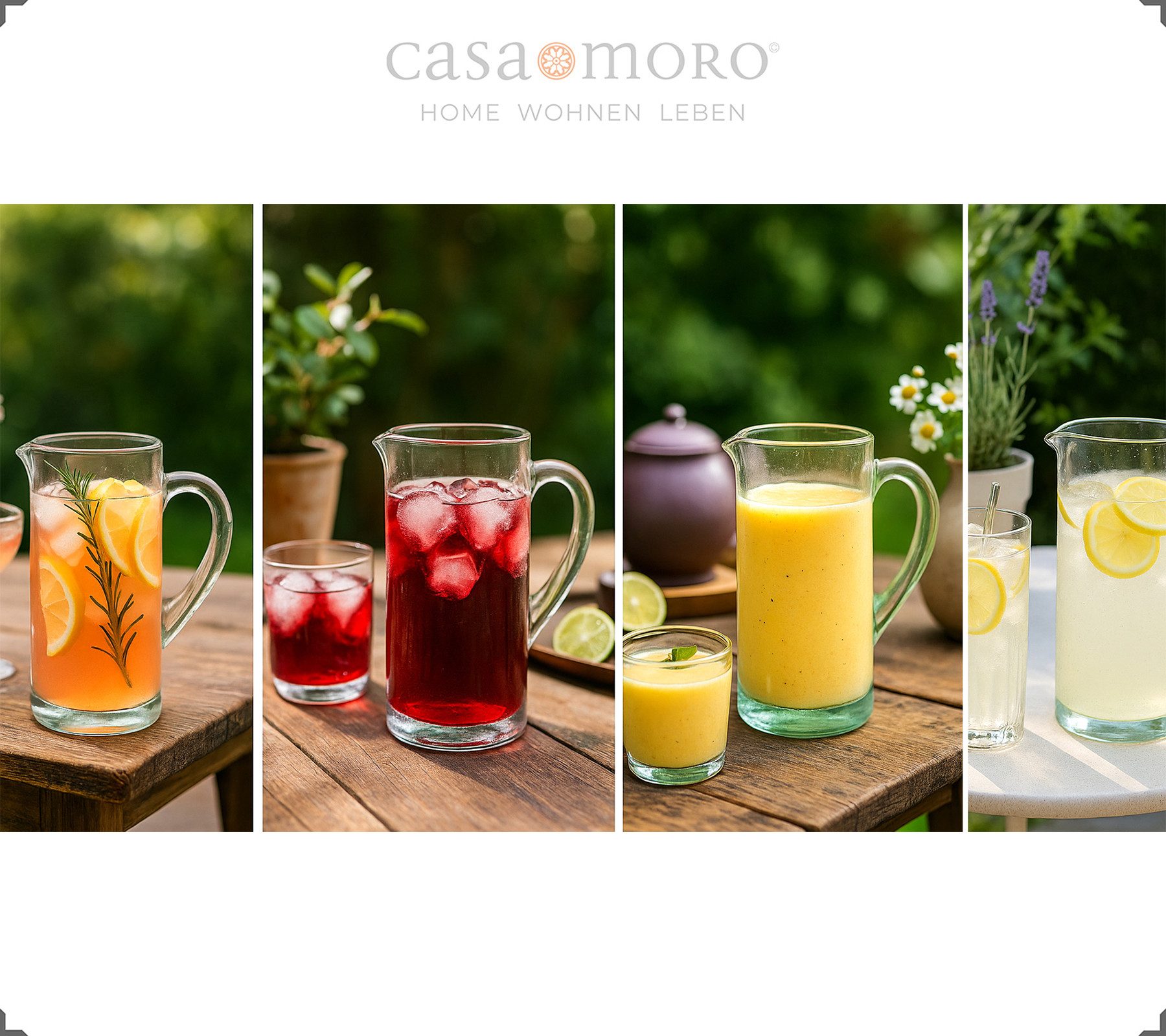Casa Moro Wasserkaraffe Saftkaraffe 1 Liter Glas Wasser Karaffe mit Henkel transparent, Mundgeblasen aus aufbereitetem Glas - mit feinen Lufteinschlüssen – Bild 3 von 5