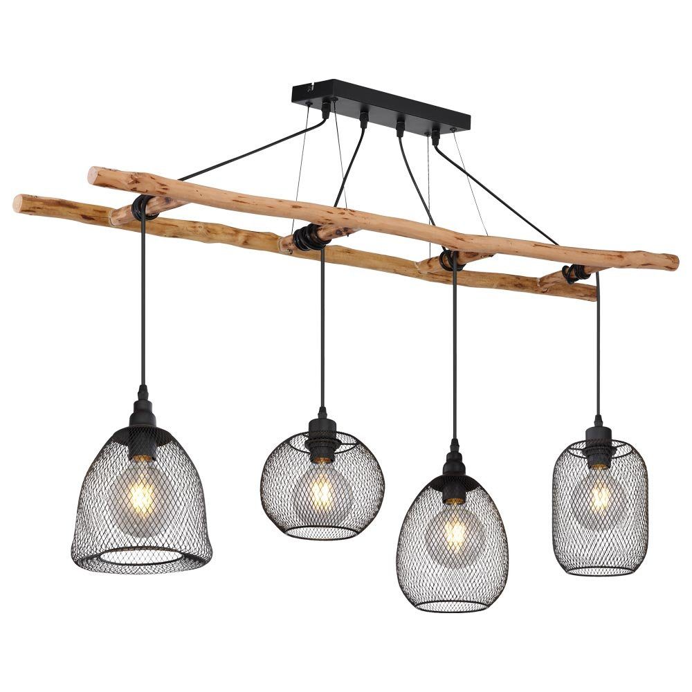 etc-shop Hängeleuchte, Leuchtmittel Design Lampe Pendel inklusive, Hänge Warmweiß, Leuchte Decken Leiter Treppen Holz Vintage