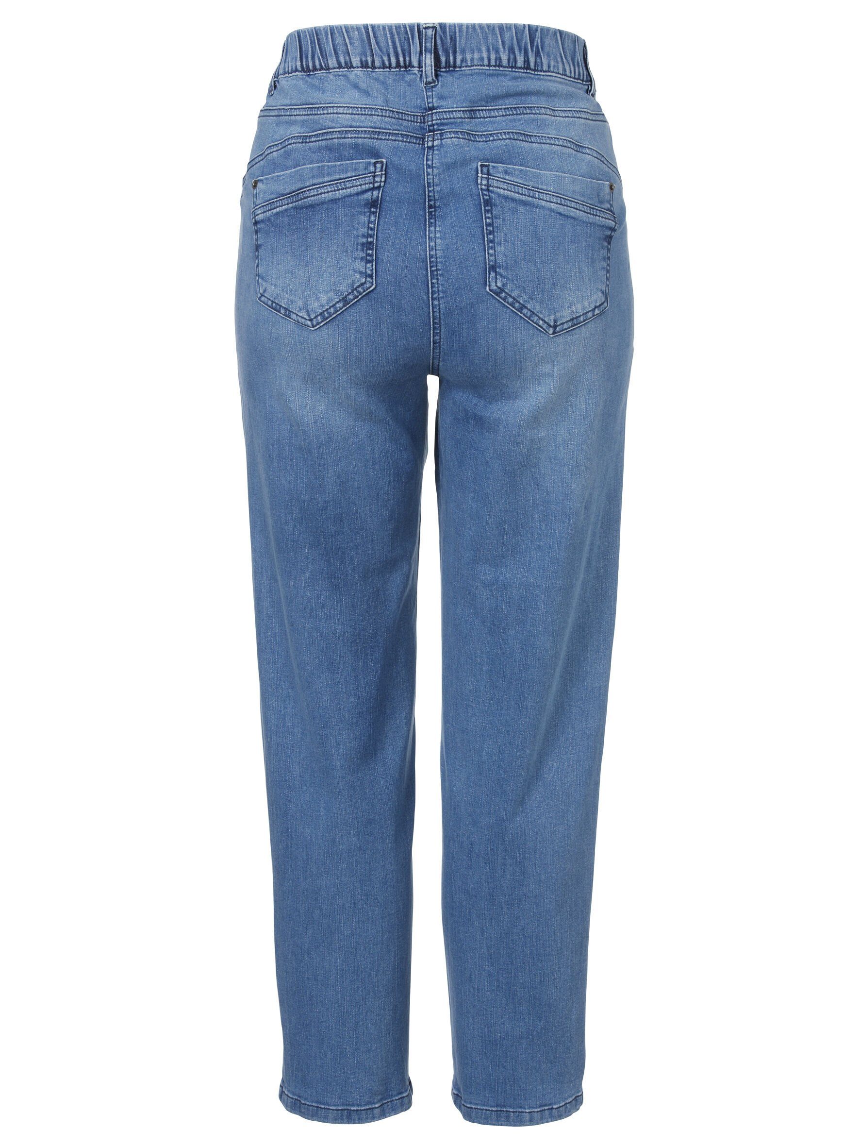 Klassische mit blau jeans 5-Pocket-Jeans DUE APPIA VIA Ziernähten 5-Pocket-Jeans