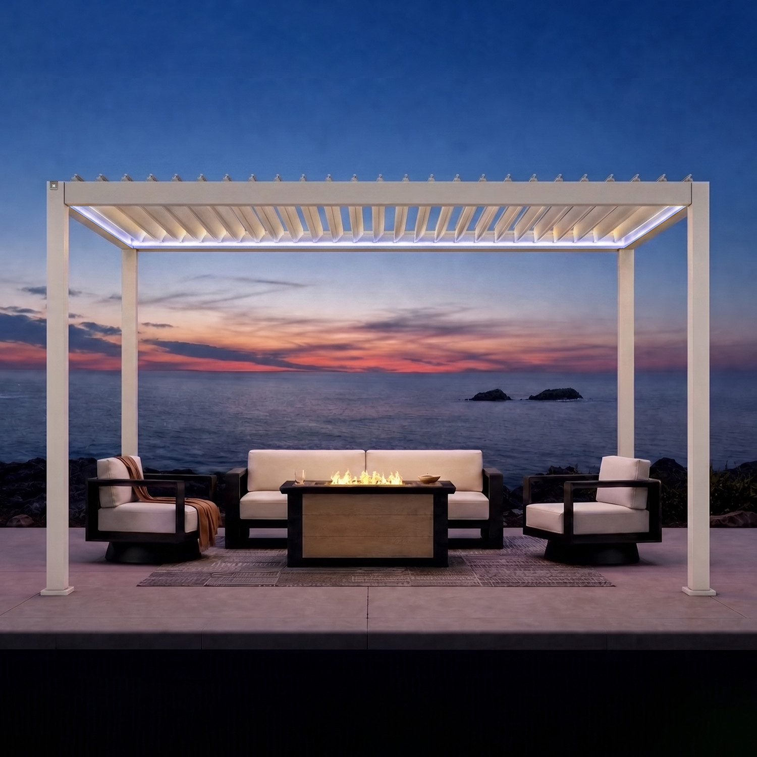 Mirador Pergola 111DA Elektrische Pergola mit Lamellendach, BxTxH: 300x400x250 cm, (Packung, 1-tlg), LED-Beleuchtung und App-Steuerung