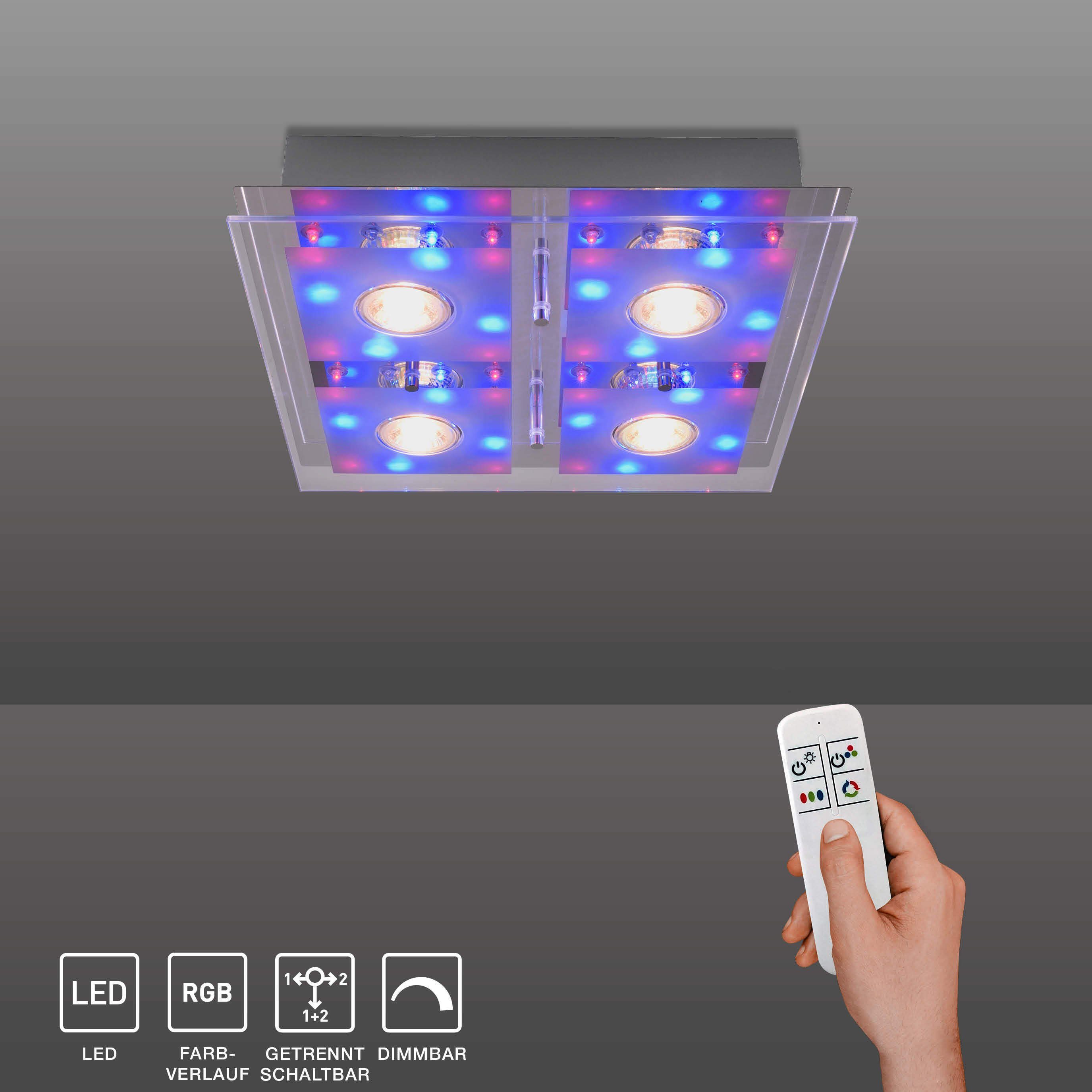 SellTec LED Deckenleuchte »STEFAN quadratisch«, LED warmweiß, RGB Farbe,  Fernbedienung online kaufen | OTTO