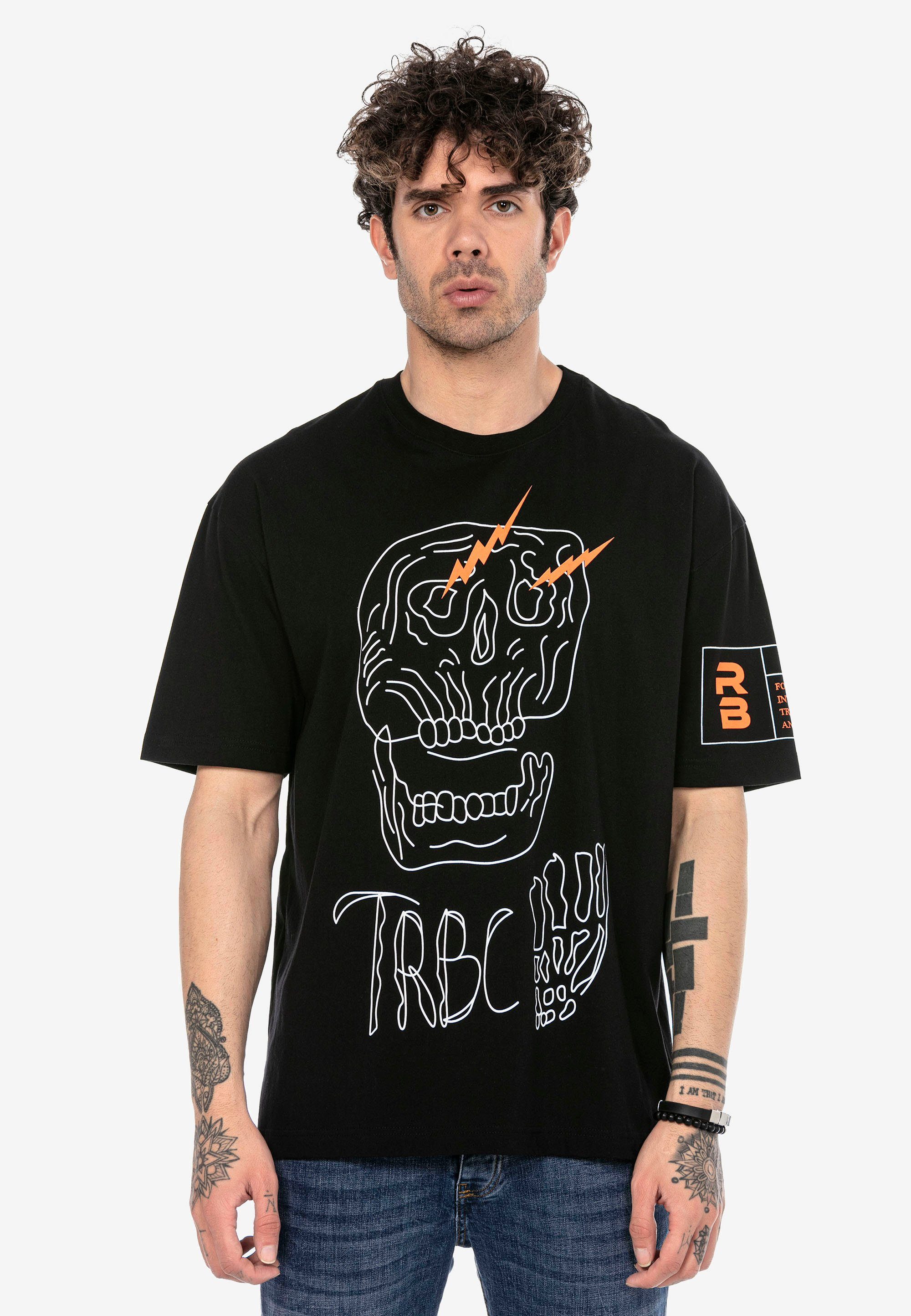 RedBridge T-Shirt McAllen mit stylischem Totenkopf-Print schwarz