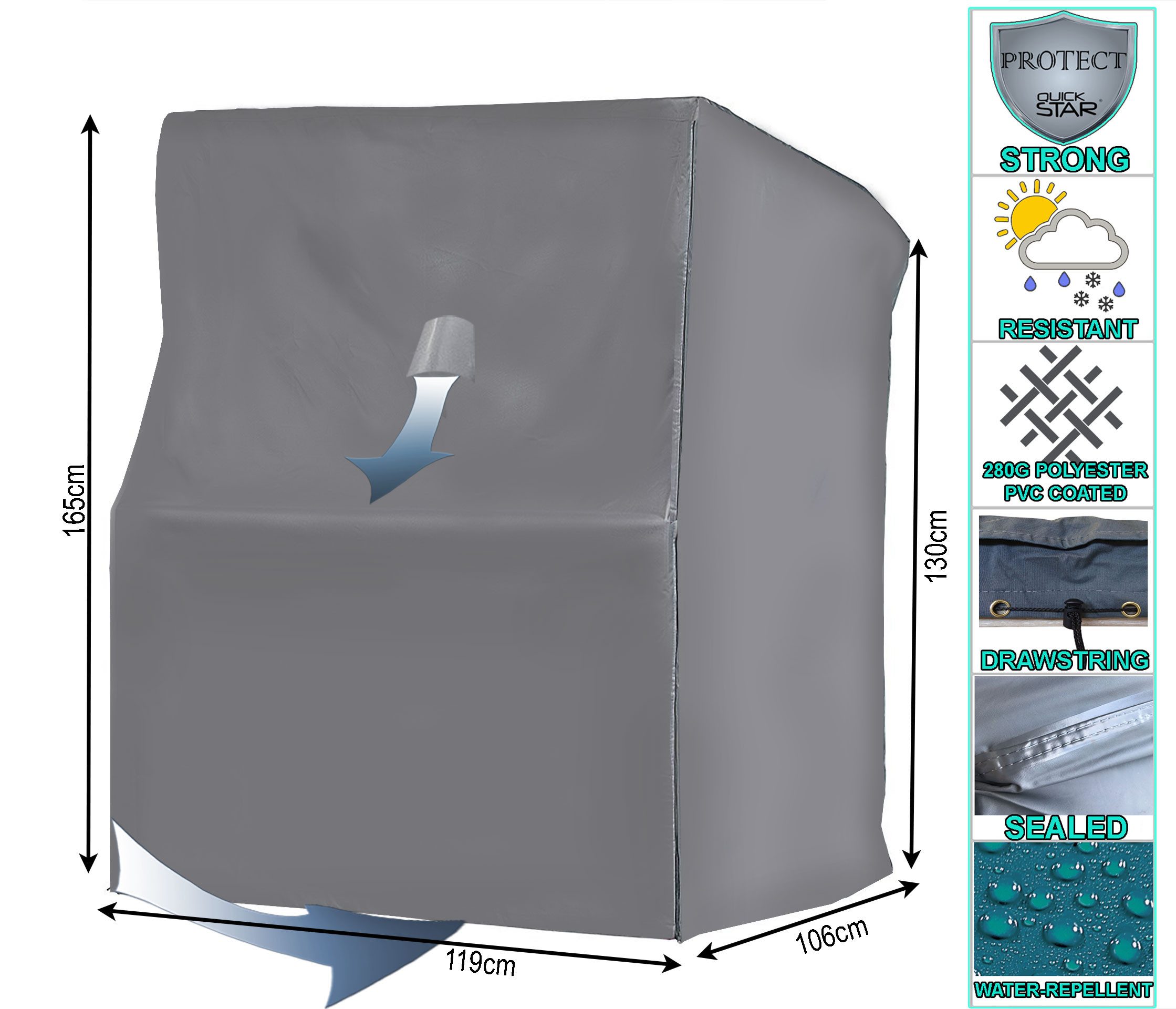 Quick Star Strandkorb-Schutzhülle Schutzhülle Strandkorb L Grau 119x106x165 günstig online kaufen