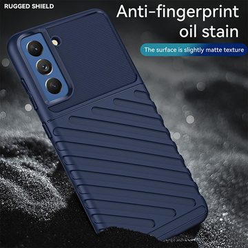 CoolGadget Handyhülle Blau als 2in1 Schutz Cover Set für das Samsung Galaxy S21 FE 6,4 Zoll, 2x Glas Display Schutz Folie + 1x TPU Case Hülle für Galaxy S21 FE