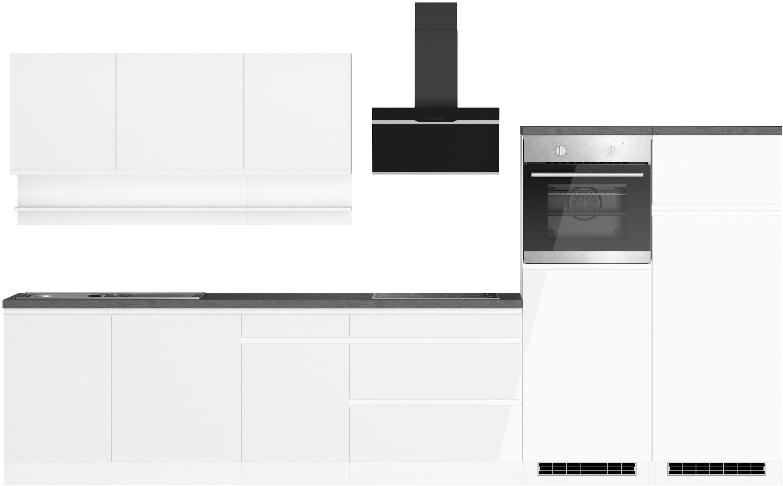 KOCHSTATION Küchenzeile KS-Virginia,neu in verbesserter Ausführung, Breite 360 cm, Softclose, wahlweise mit E-Geräten und Induktion