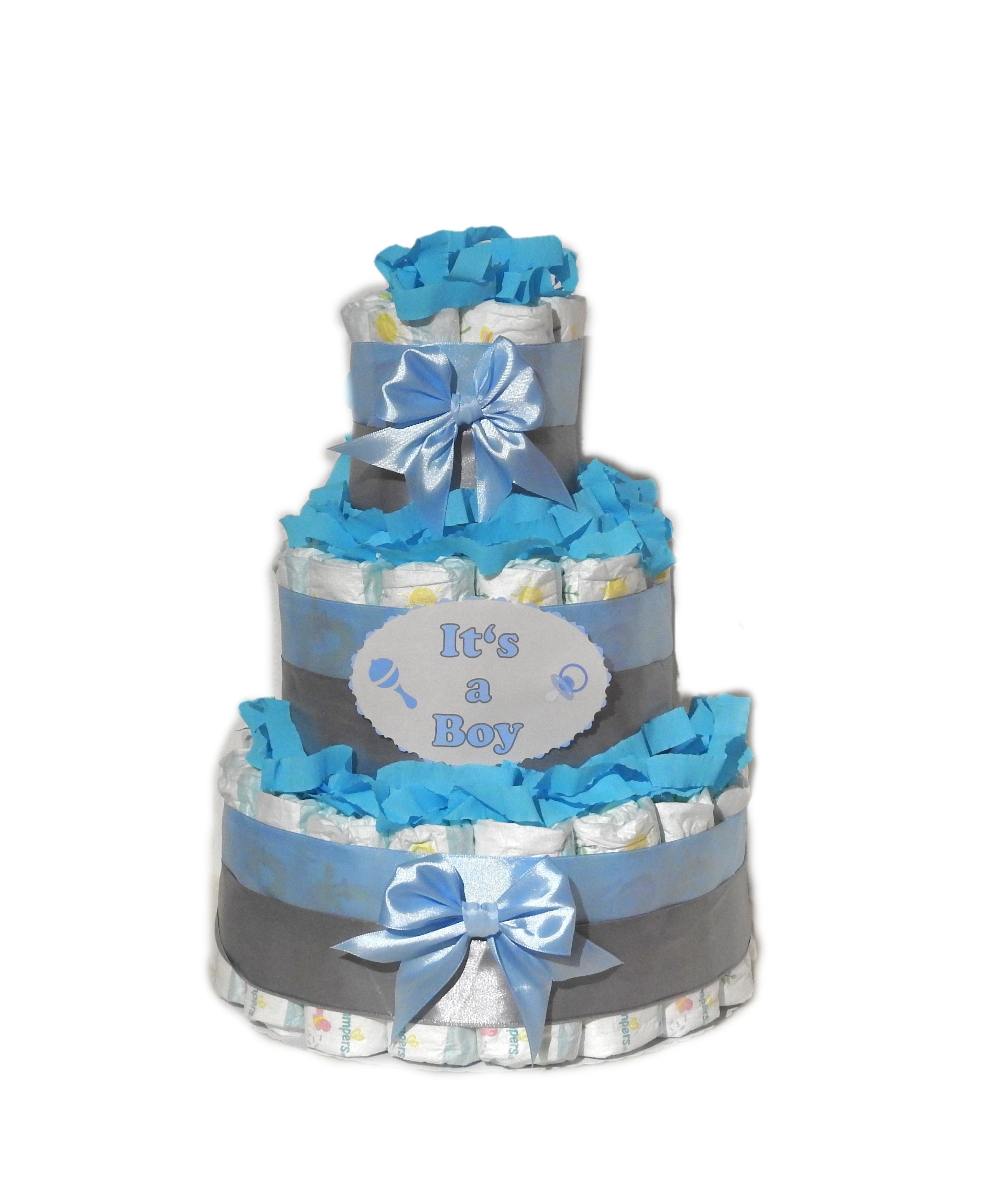 Geschenketorten-Gebhardt Windeln Windeltorte, Windelgeschenk für Jungen, It's a Boy blau-grau, Babygeschenk zur Geburt oder Taufe