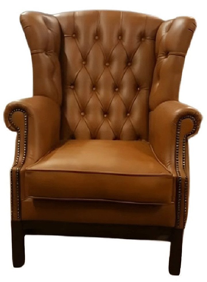 Xlmoebel Ohrensessel Chesterfield Ohrensessel aus echtem Leder mit klassischer Polsterung (Sessel), Hergestellt in Europa