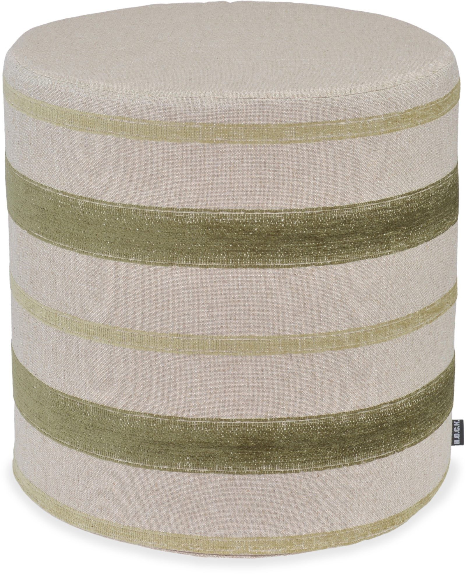 H.O.C.K. Sitzhocker H.O.C.K. Collin Hocker rund Pouf ø45x45cm Streifen olive col. 193010, Hocker, Barhocker & Sitzhocker, Schminktischhocker, Wohnzimmer Hocker