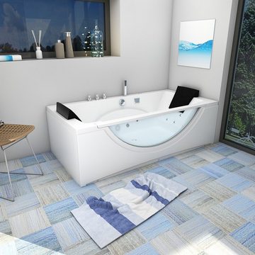 AcquaVapore Whirlpool-Badewanne Whirlpool Badewanne Eckwanne Wanne W81-C 180x90cm, (1-tlg), Mit Fußgestell und Ablaufgarnitur