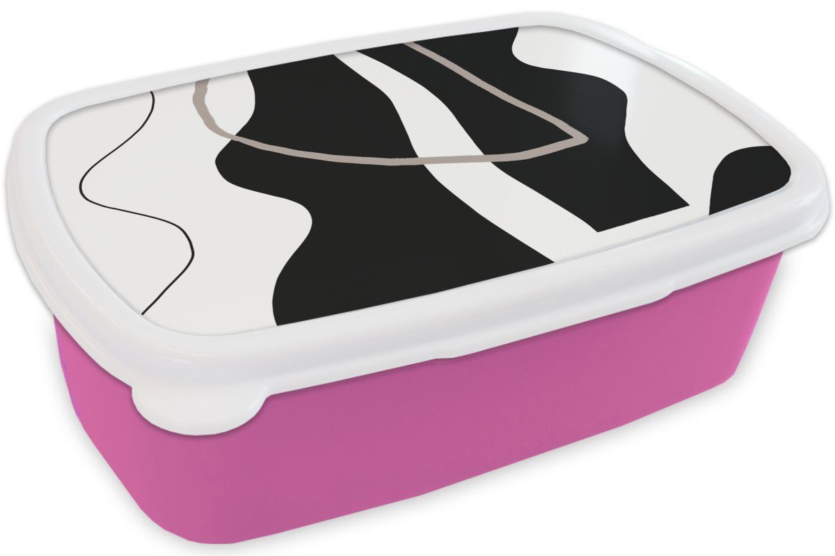 MuchoWow Lunchbox Abstrakt - Minimalismus Brotdose (2-tlg), Erwachsene, Kunststoff Snackbox, Kinder, Mädchen, rosa Kunststoff, - Design, für Brotbox