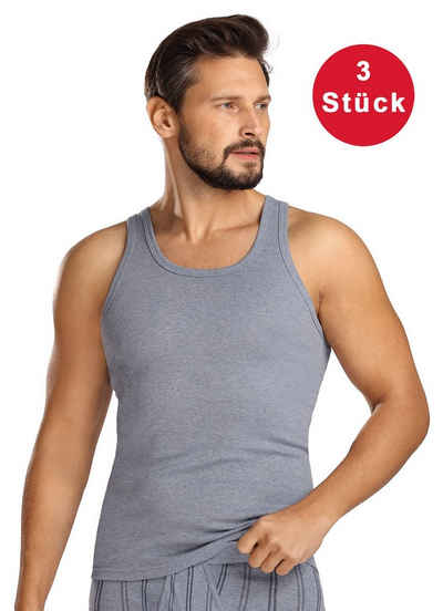 Comte Unterhemd (Set, 3-St) Herren 3er Pack Unterhemd Shirt ärmellos Tank Top Achselhemd Feinripp