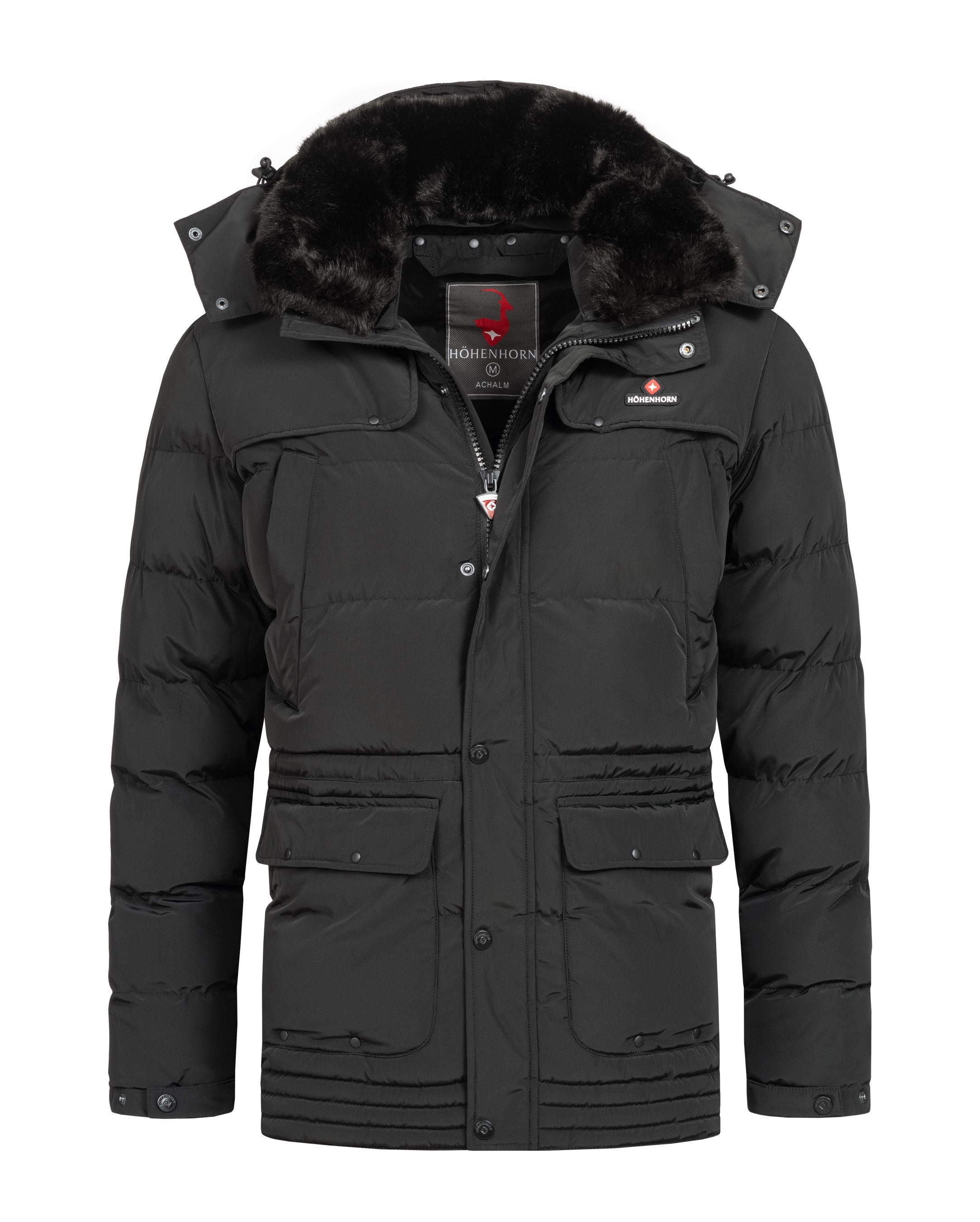 Höhenhorn Winterjacke Achalm Herren Winter Jacke Quilted Steppjacke Gefüttert Winterjacke Schwarz