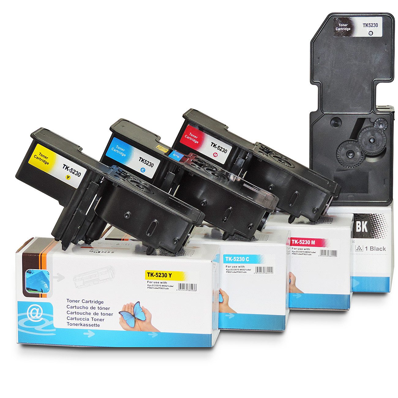 Tonerkartusche D&C Toner-Set TK-5230 CMYK für Kyocera ECOSYS P5021cdn - 4 Kompatible, (Kompatibel für Kyocera ECOSYS P 5021 cdn TK-5230), Series