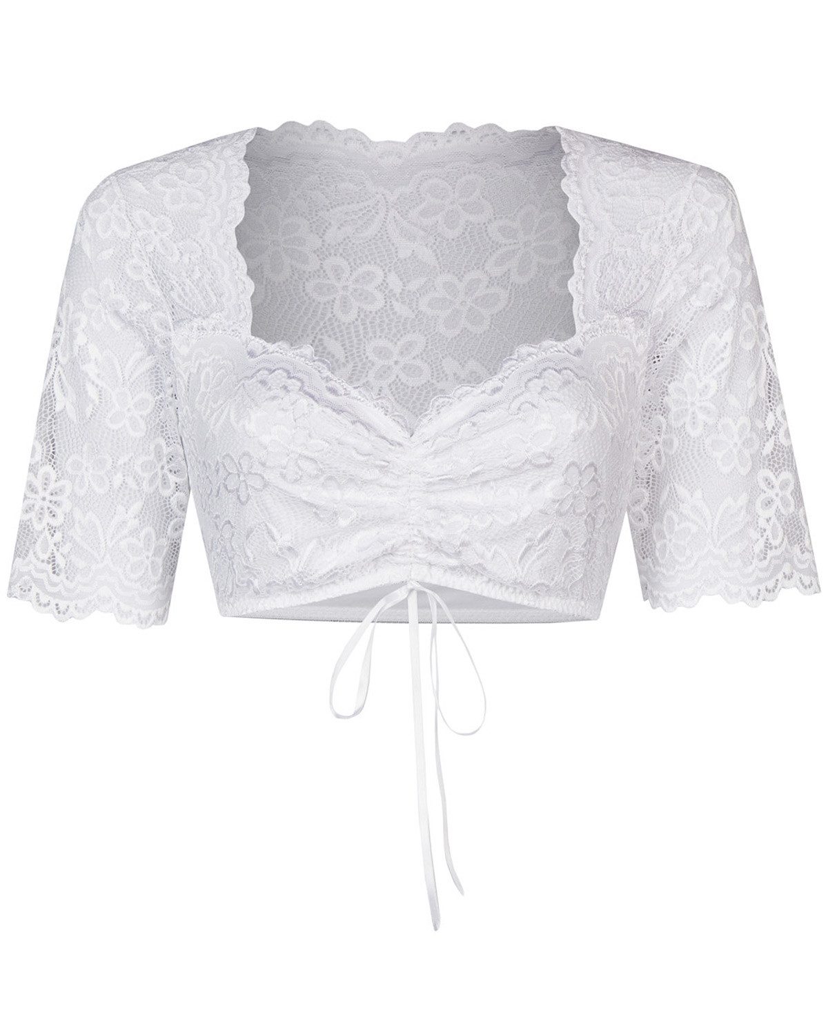 Dirndlbluse Halbarm Spitzen 'Amira' 16464326, Weiß