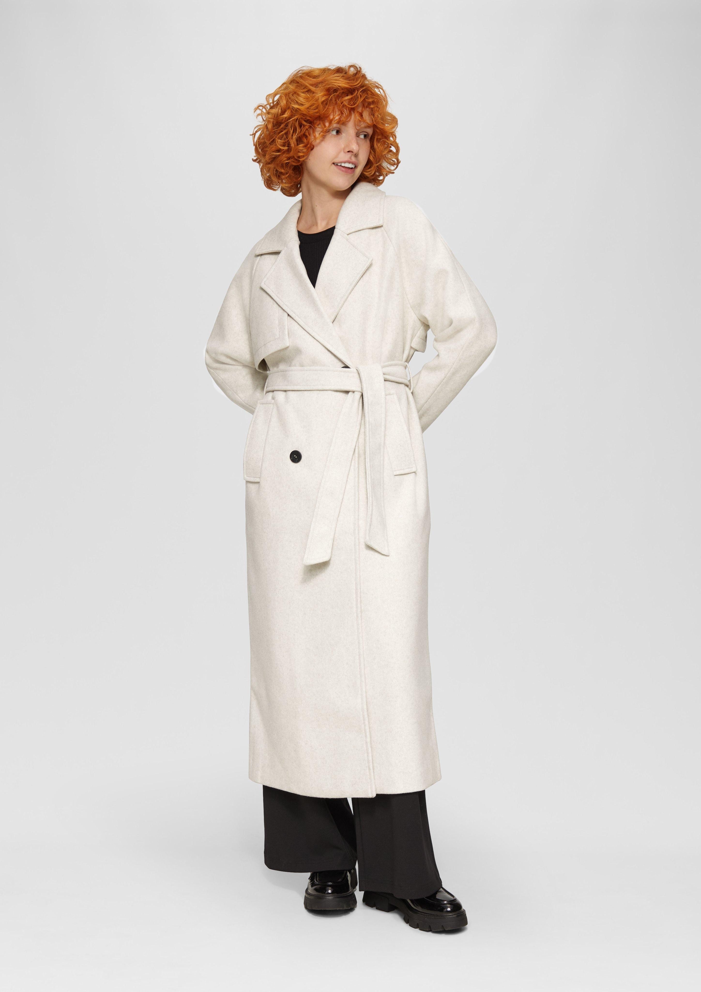 QS Funktionsmantel Trenchcoat in Wolloptik günstig online kaufen