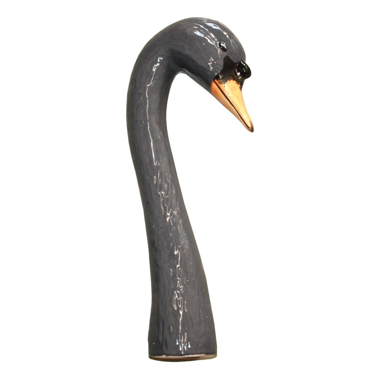 Tangoo Gartenfigur Tangoo Keramik-Vogel Schwan-Hals in grau mit geneigtem Kopf, (Stück)